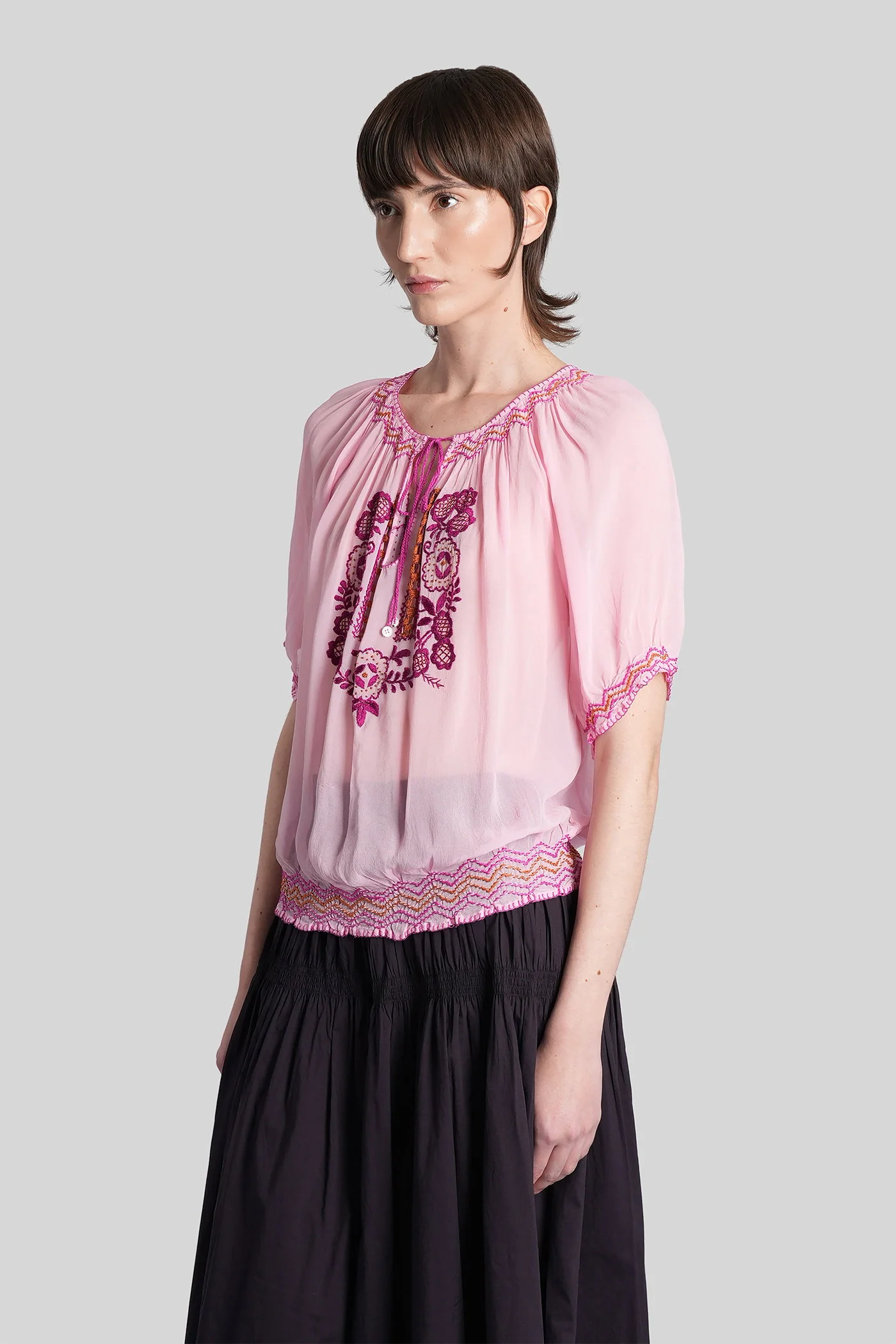 Delia Blouse in rose-pink viscose - Image 4