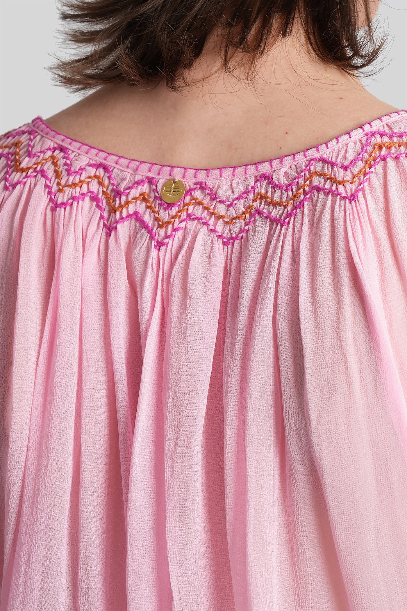 Delia Blouse in rose-pink viscose - Image 5