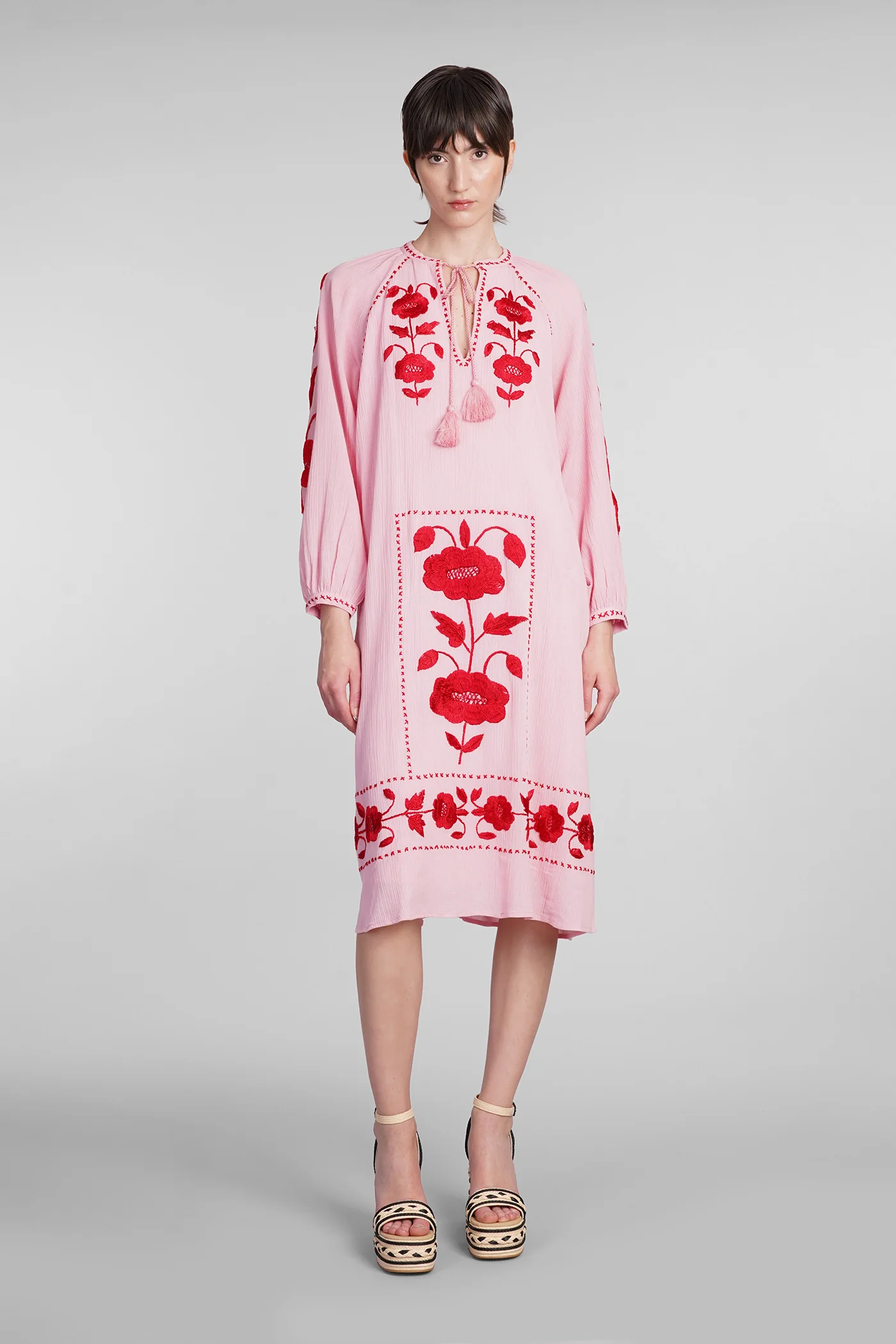 Ila Dress woman in rose-pink cotton