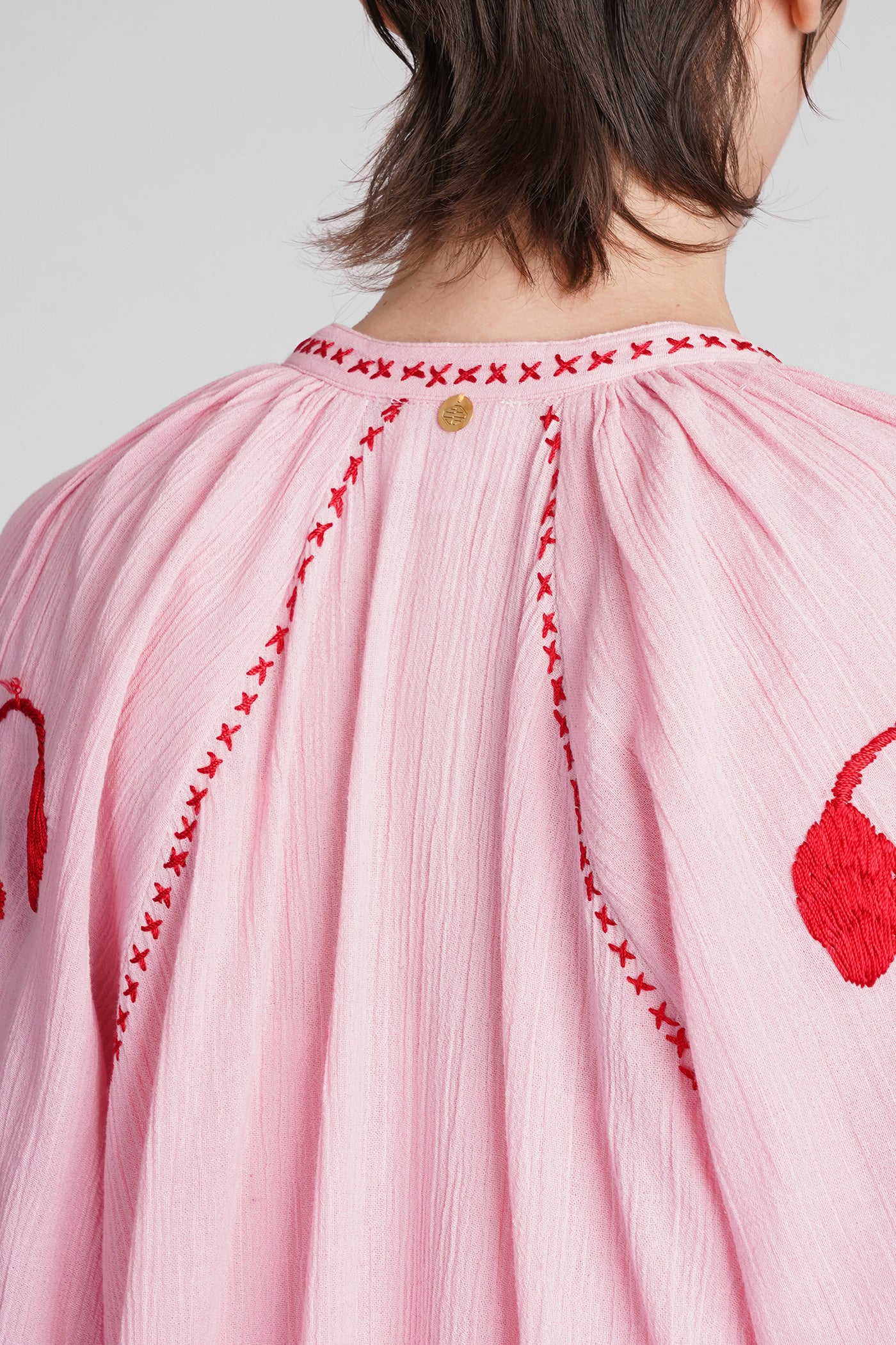 Ila Dress woman in rose-pink cotton - Image 5