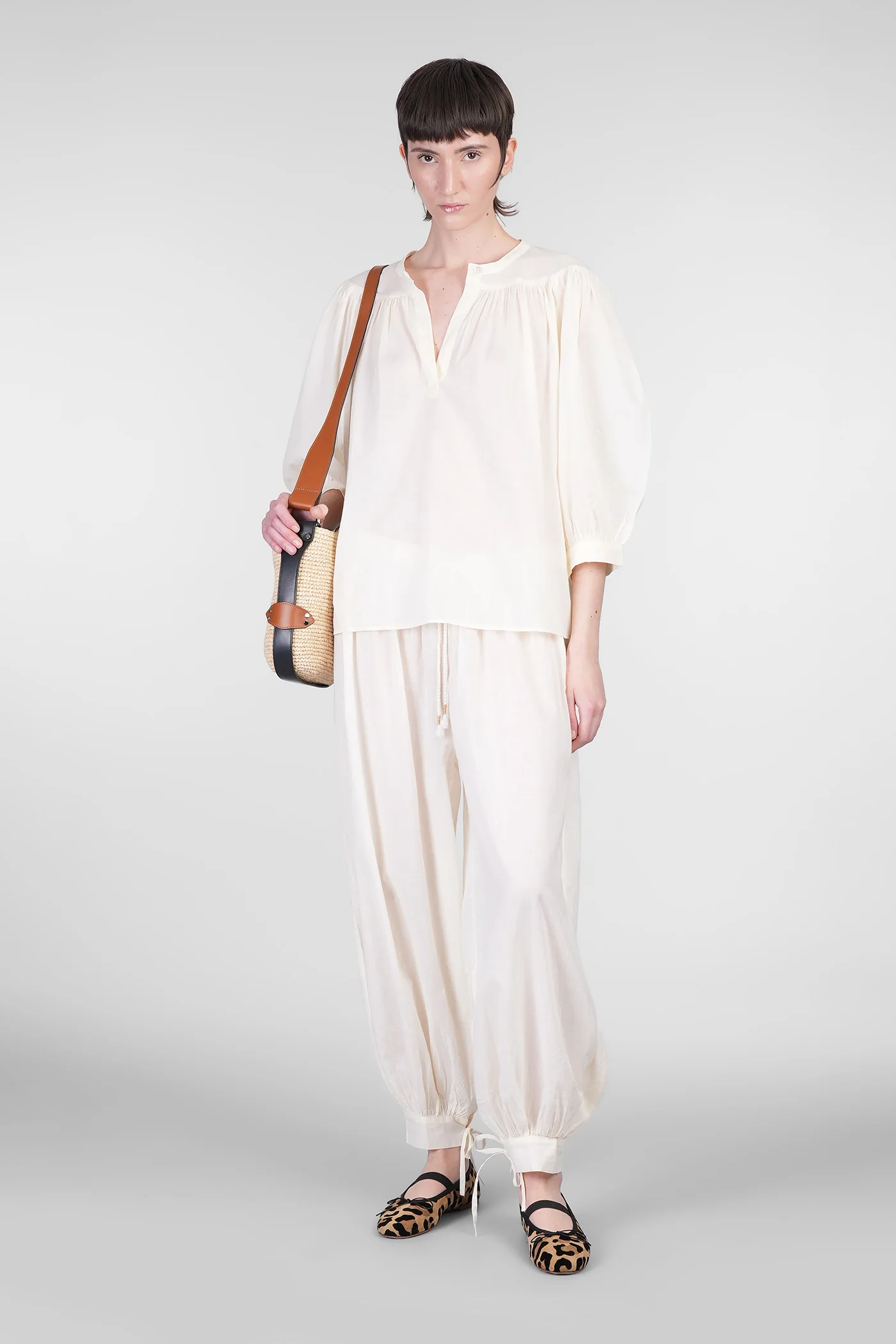 Mirabel Pants in beige cotton - Image 2