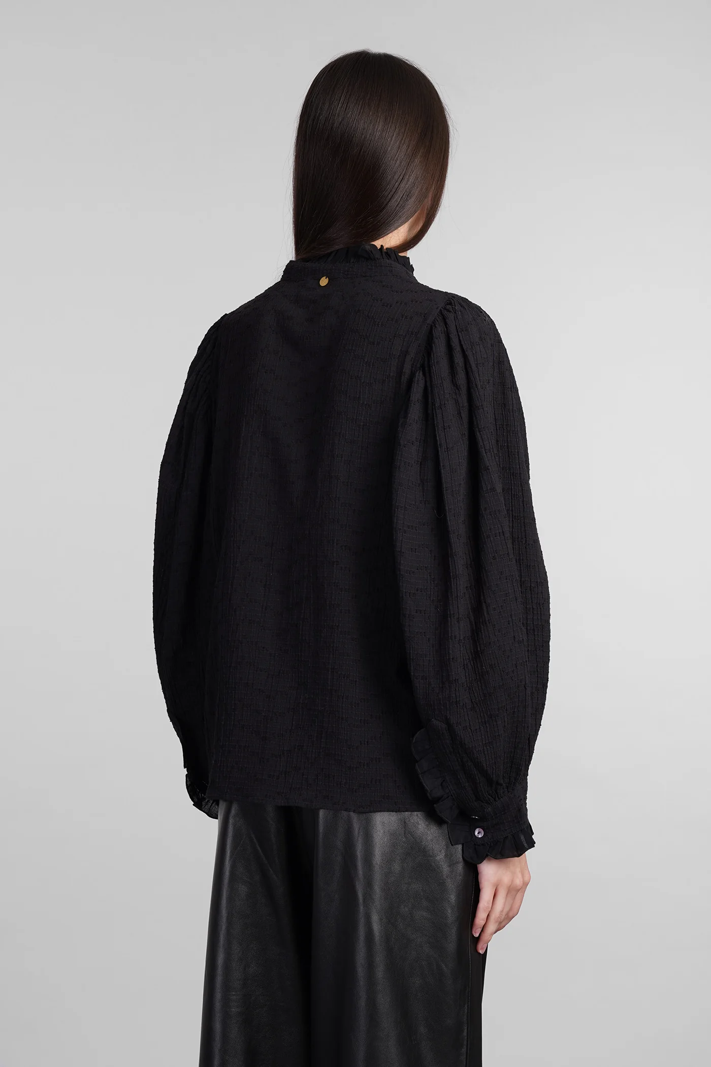 Yvette Shirt in black cotton - Image 3