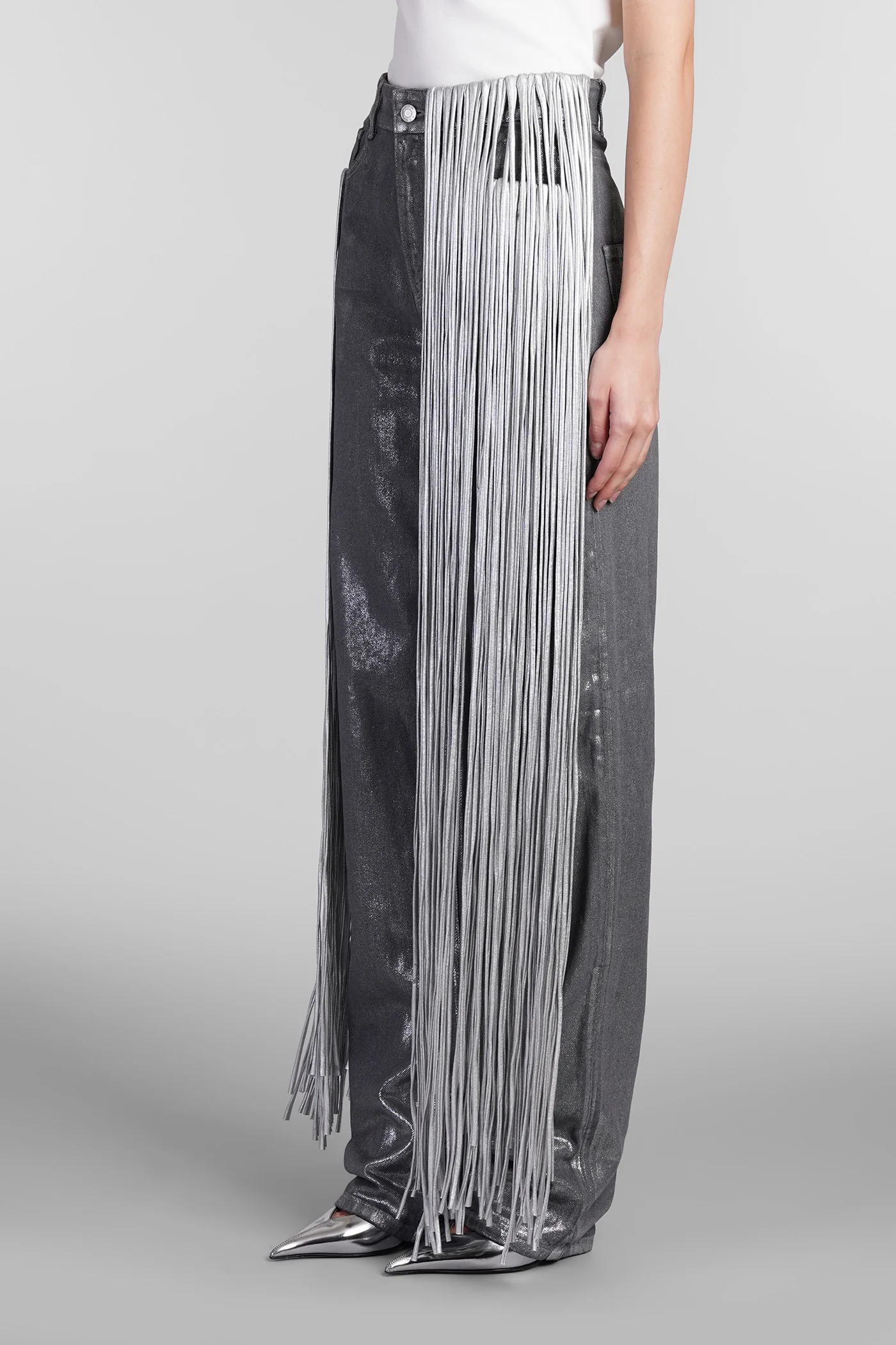 Jeans in silver cotton - Image 4