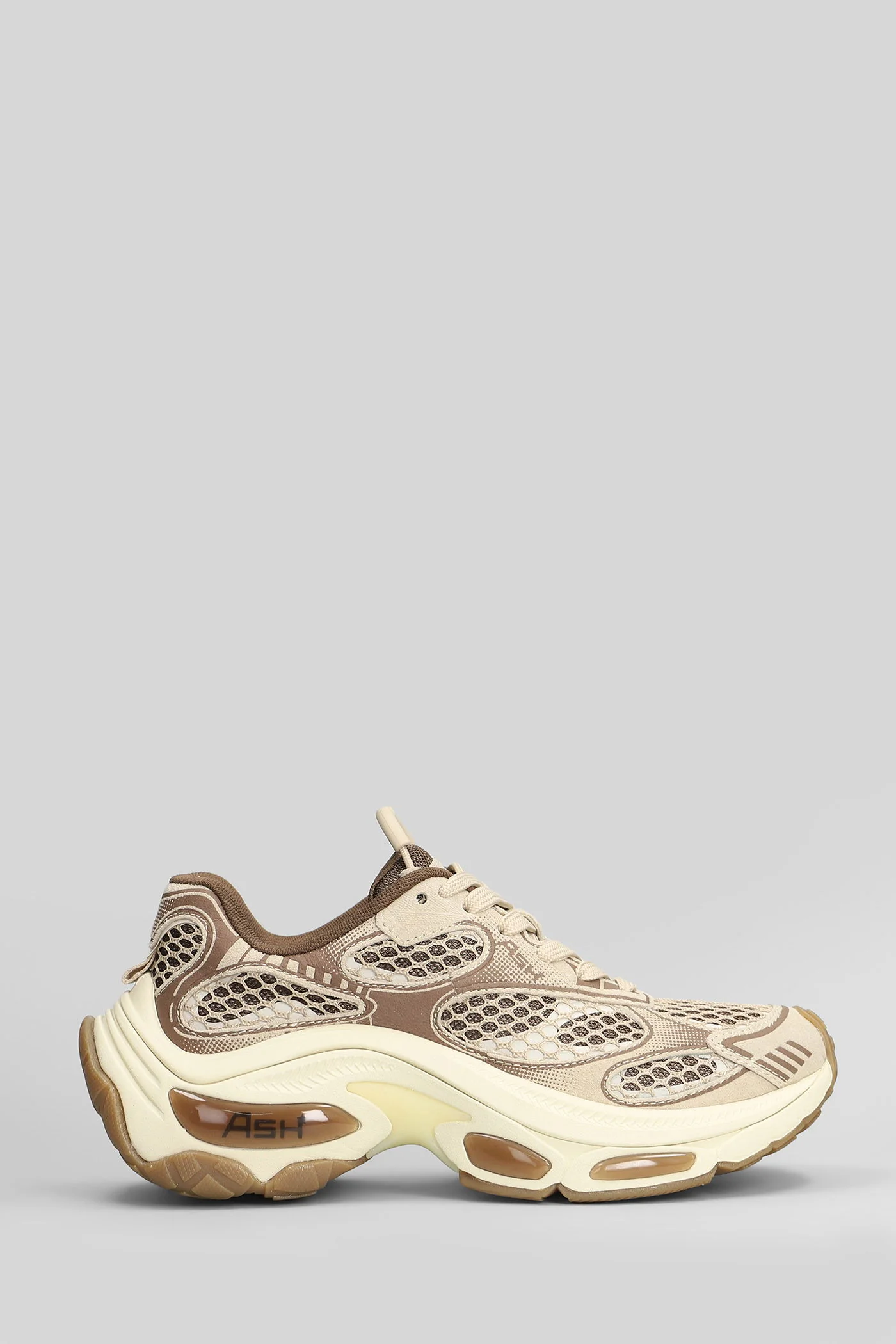 Dragon Sneakers in beige leather and fabric