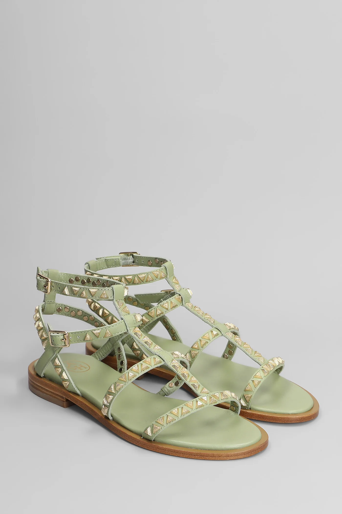 Pandora Flats in green leather - Image 2