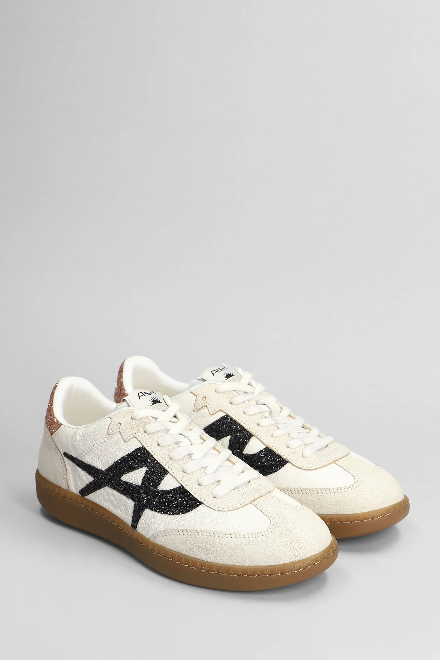 Sunset Sneakers in beige leather and fabric - Image 2