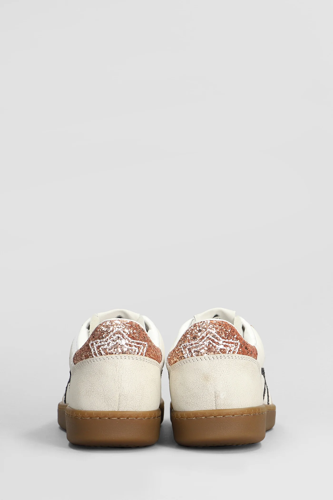 Sunset Sneakers in beige leather and fabric - Image 4