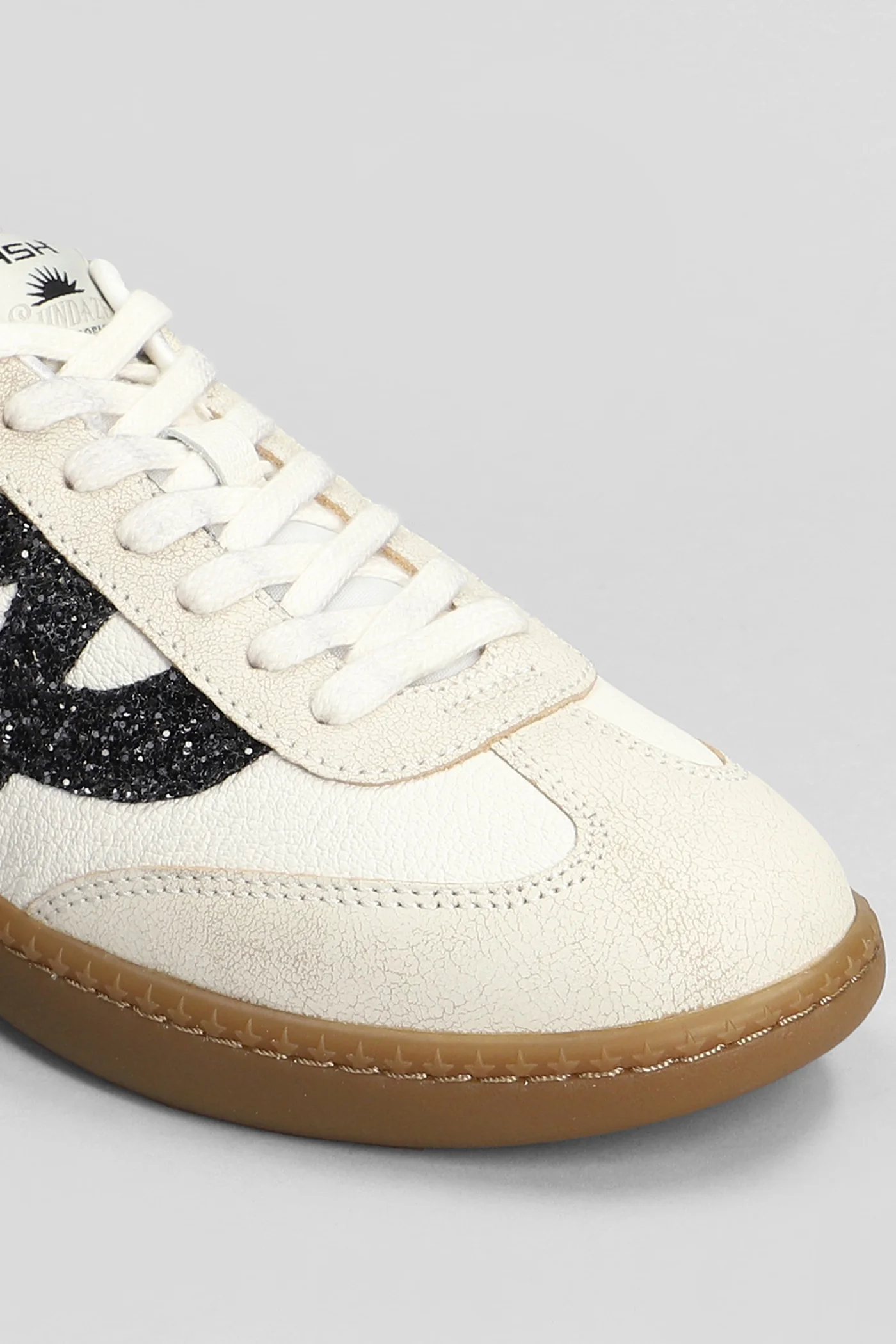 Sunset Sneakers in beige leather and fabric - Image 5