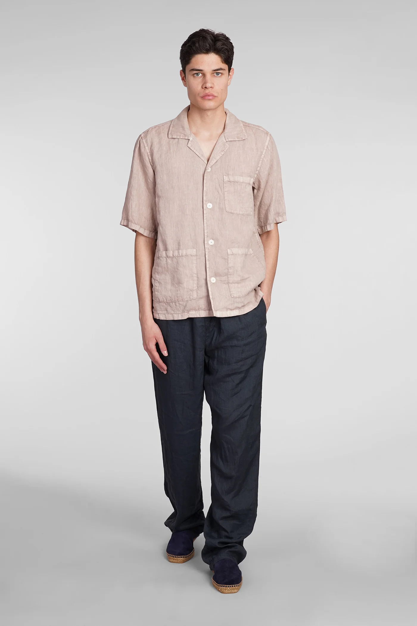 Camicia Ago Shirt in rose-pink linen - Image 2
