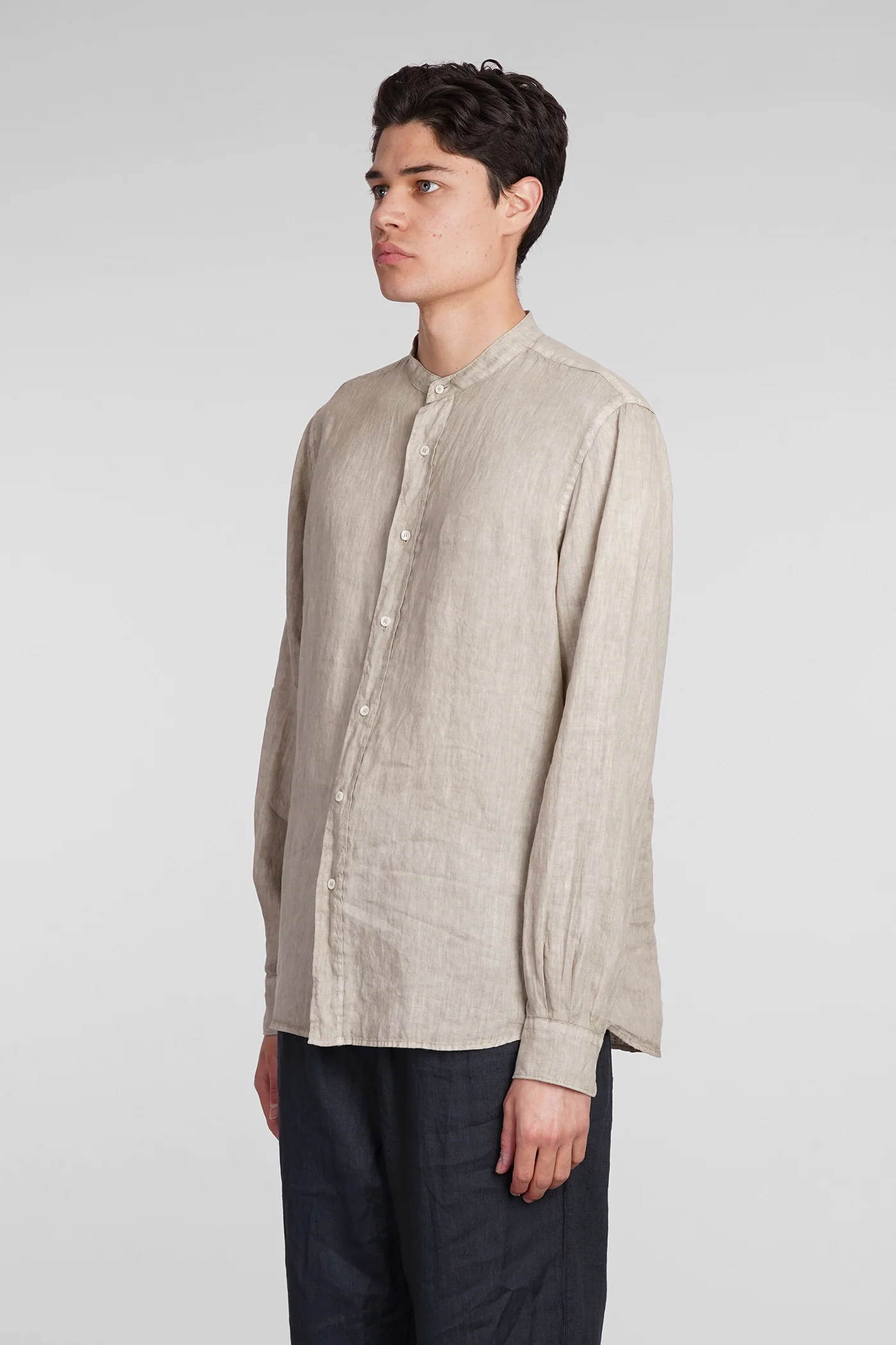 Camicia Bruce Shirt in beige linen - Image 4
