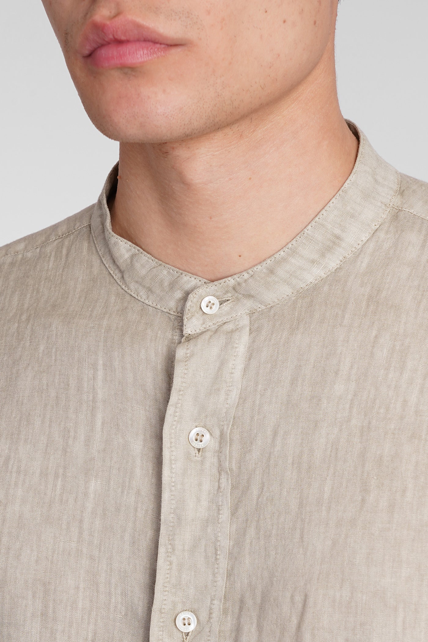 Camicia Bruce Shirt in beige linen - Image 5