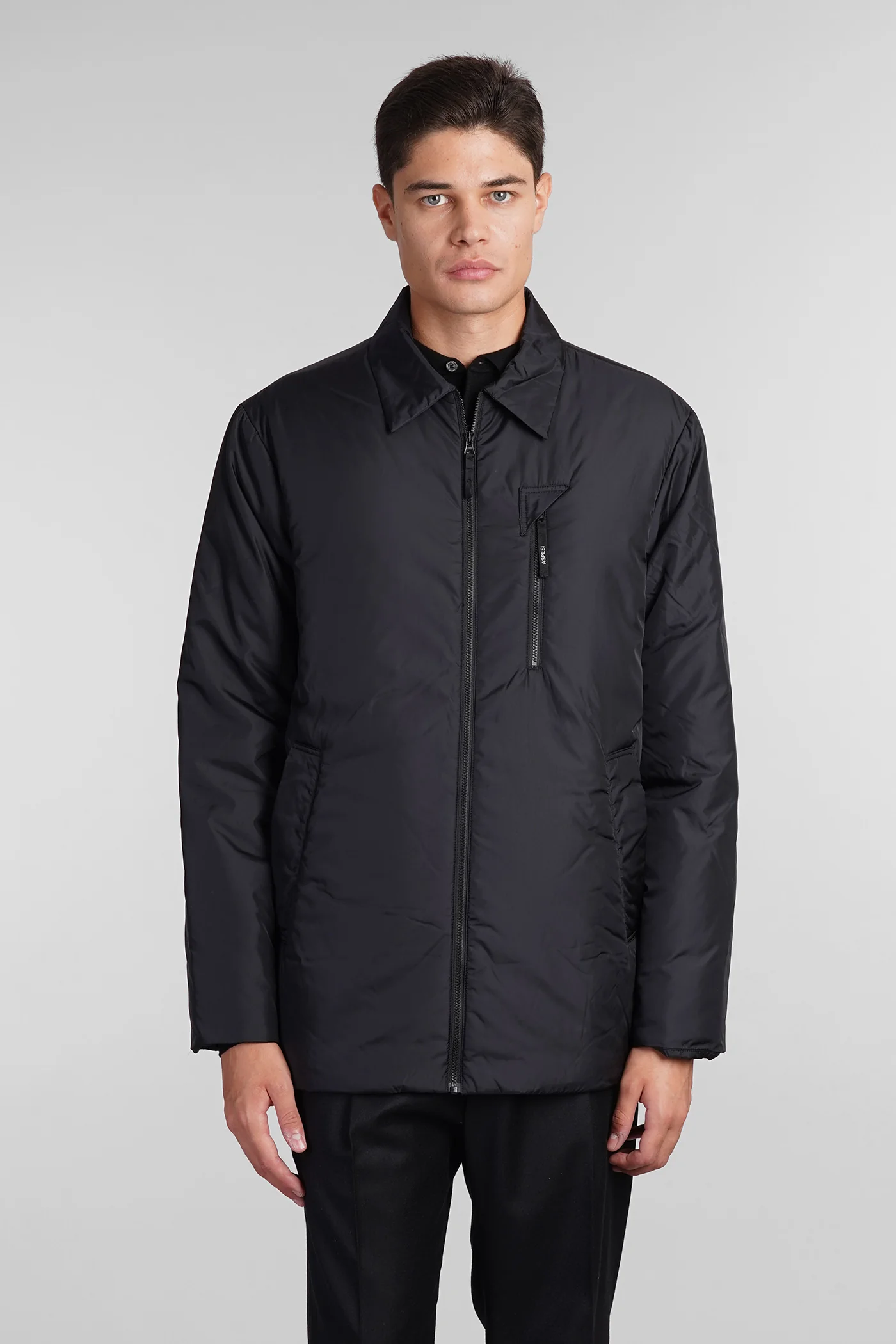 Ezra puffer in black polyamide
