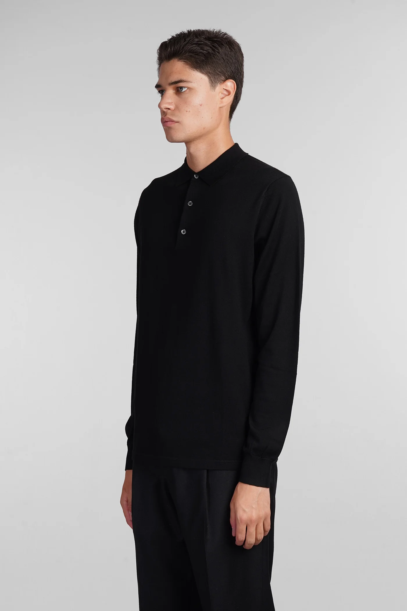 M197 Polo in black wool - Image 4