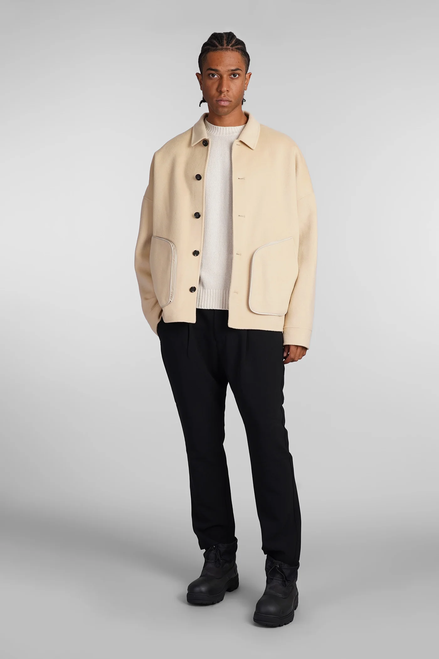 Casual jacket in beige wool - Image 2