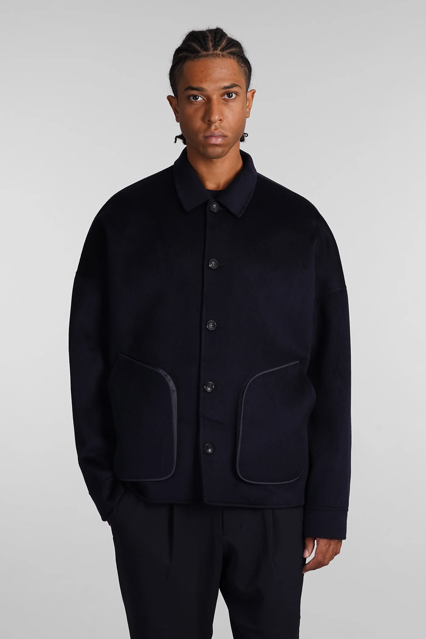 Casual jacket in blue wool