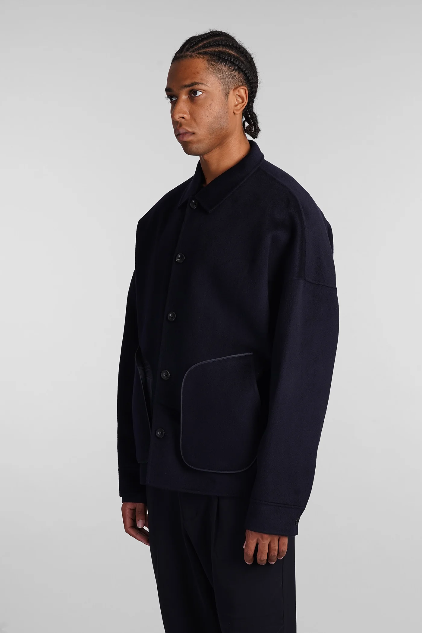 Casual jacket in blue wool - Image 4