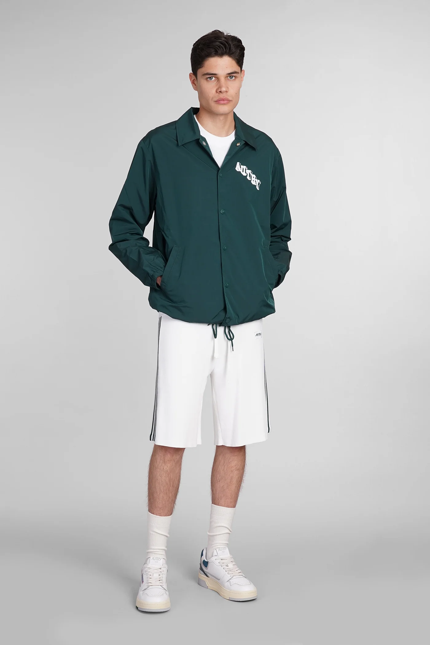 Casual jacket in green polyamide - Image 2