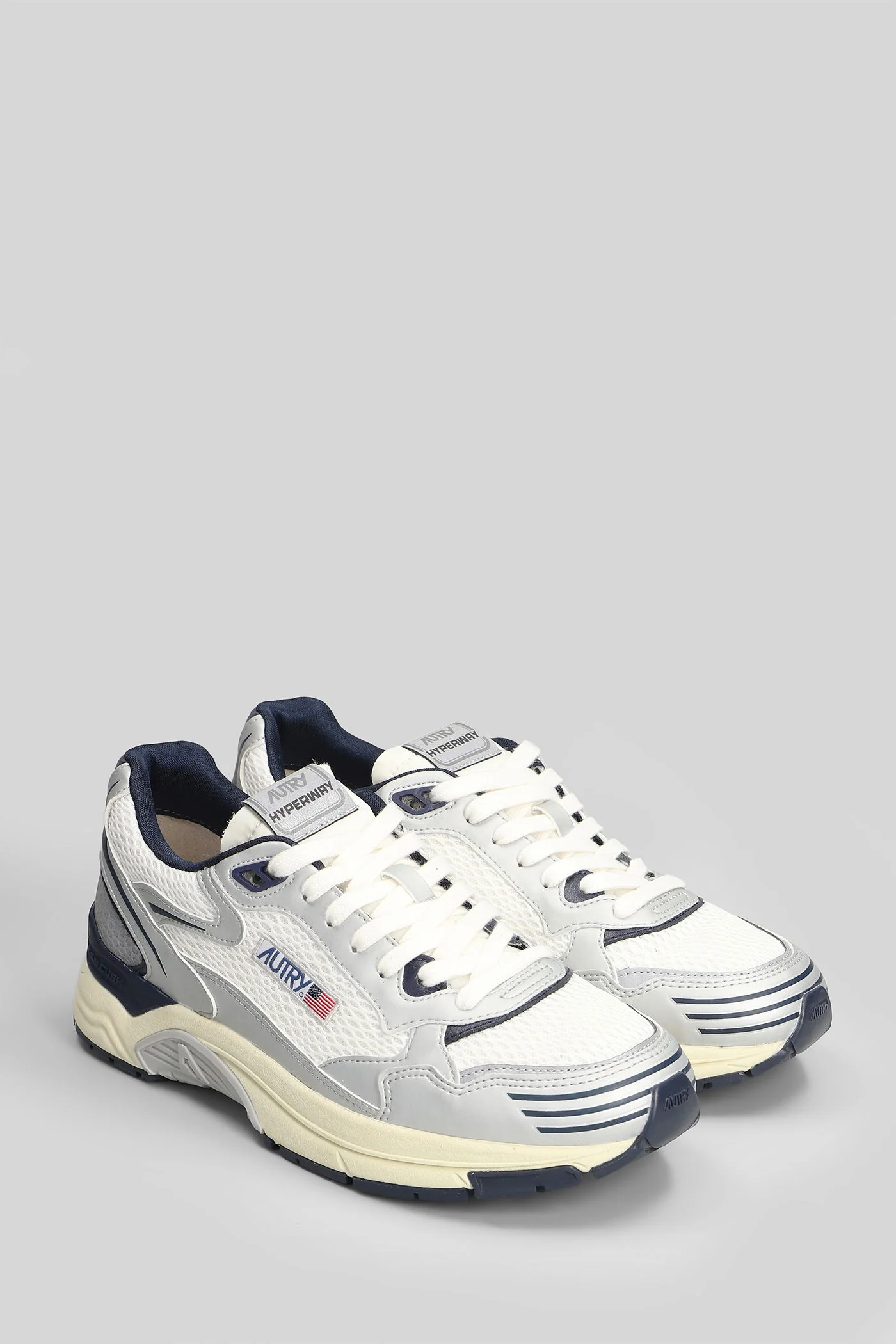 Hyperway low Sneakers in grey leather and fabric - Image 7