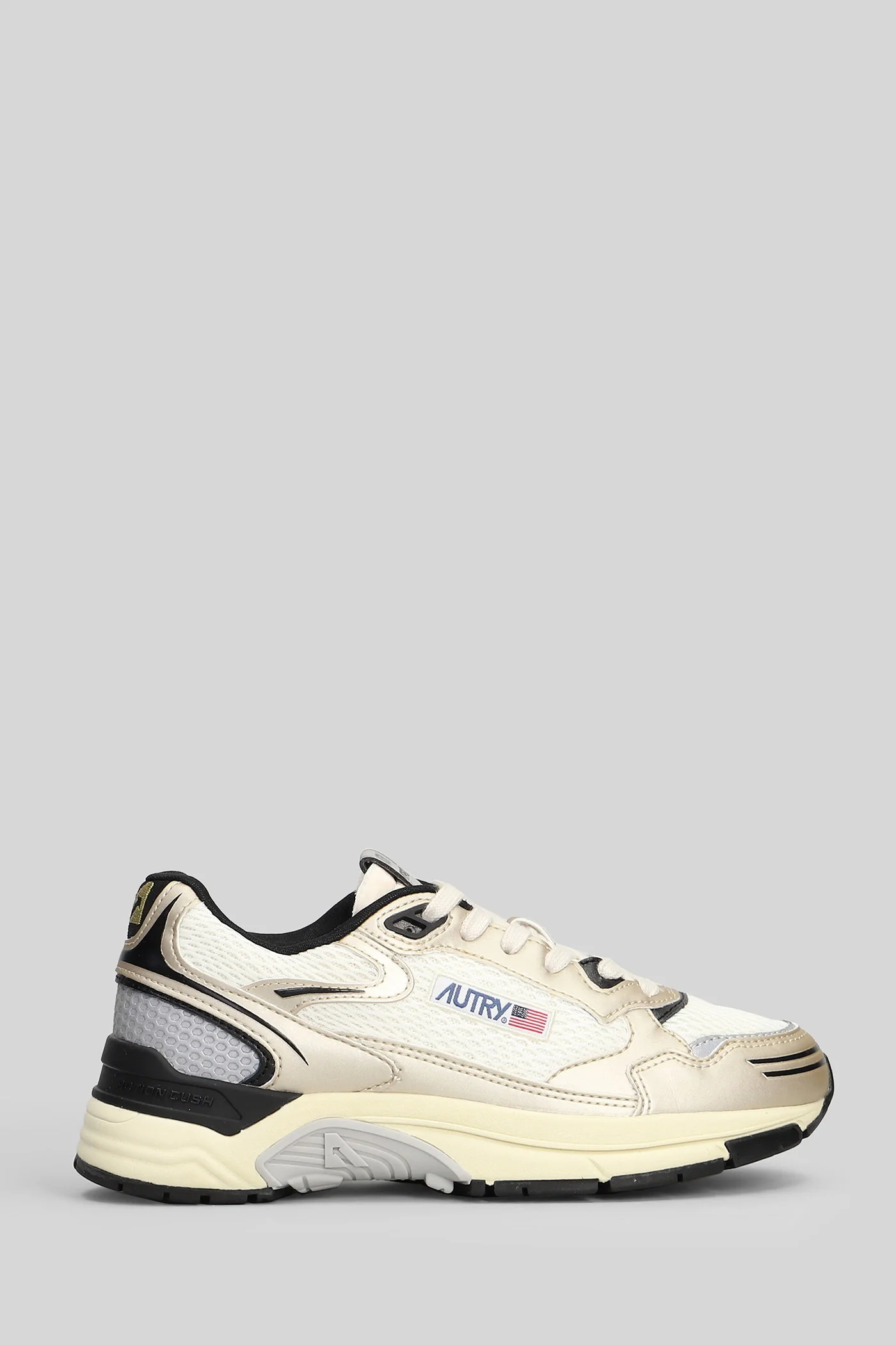 Hyperway Low Sneakers in platinum leather and fabric