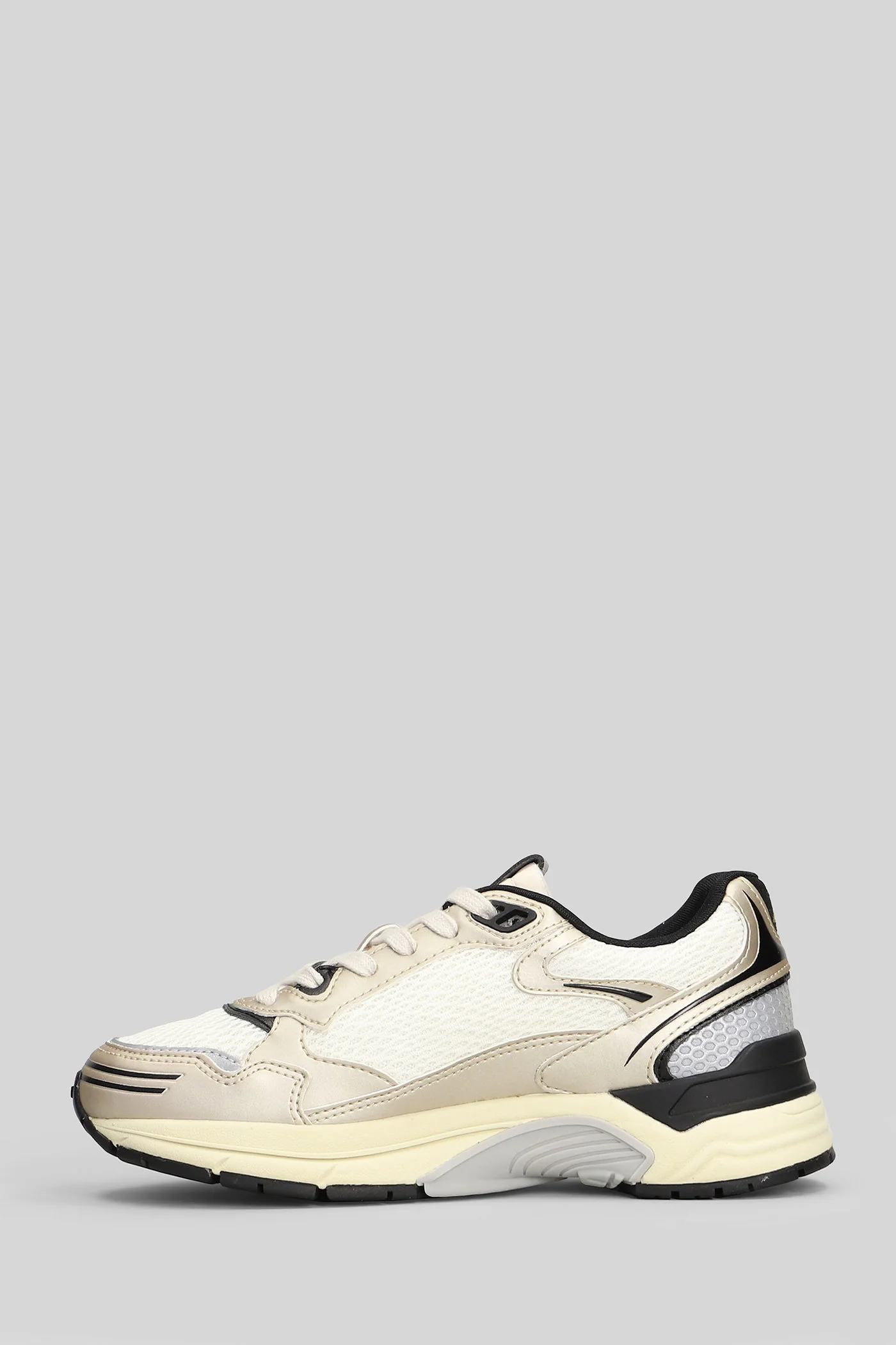Hyperway Low Sneakers in platinum leather and fabric - Image 3