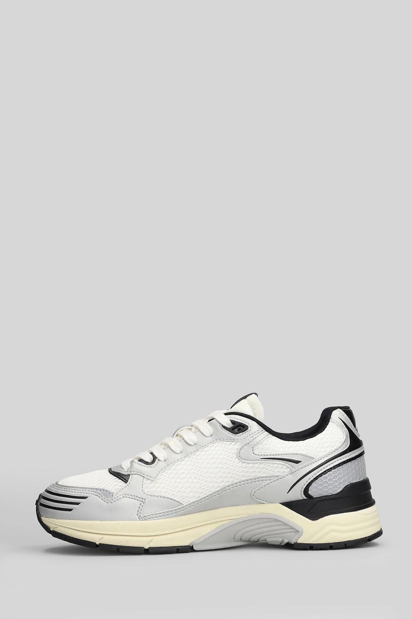 Hyperway Low Sneakers in silver leather and fabric - Image 3