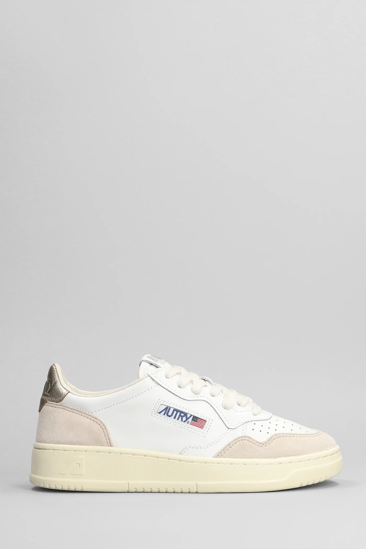 Medalist Low Sneakers in white suede and leather