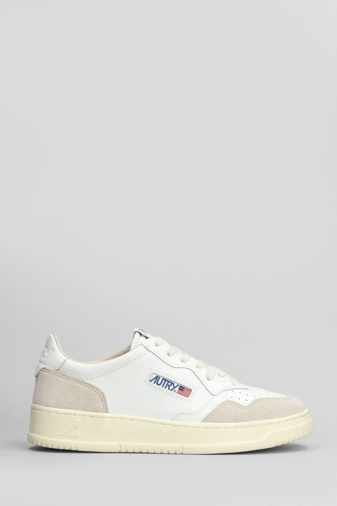 Medalist Sneakers in white suede and leather