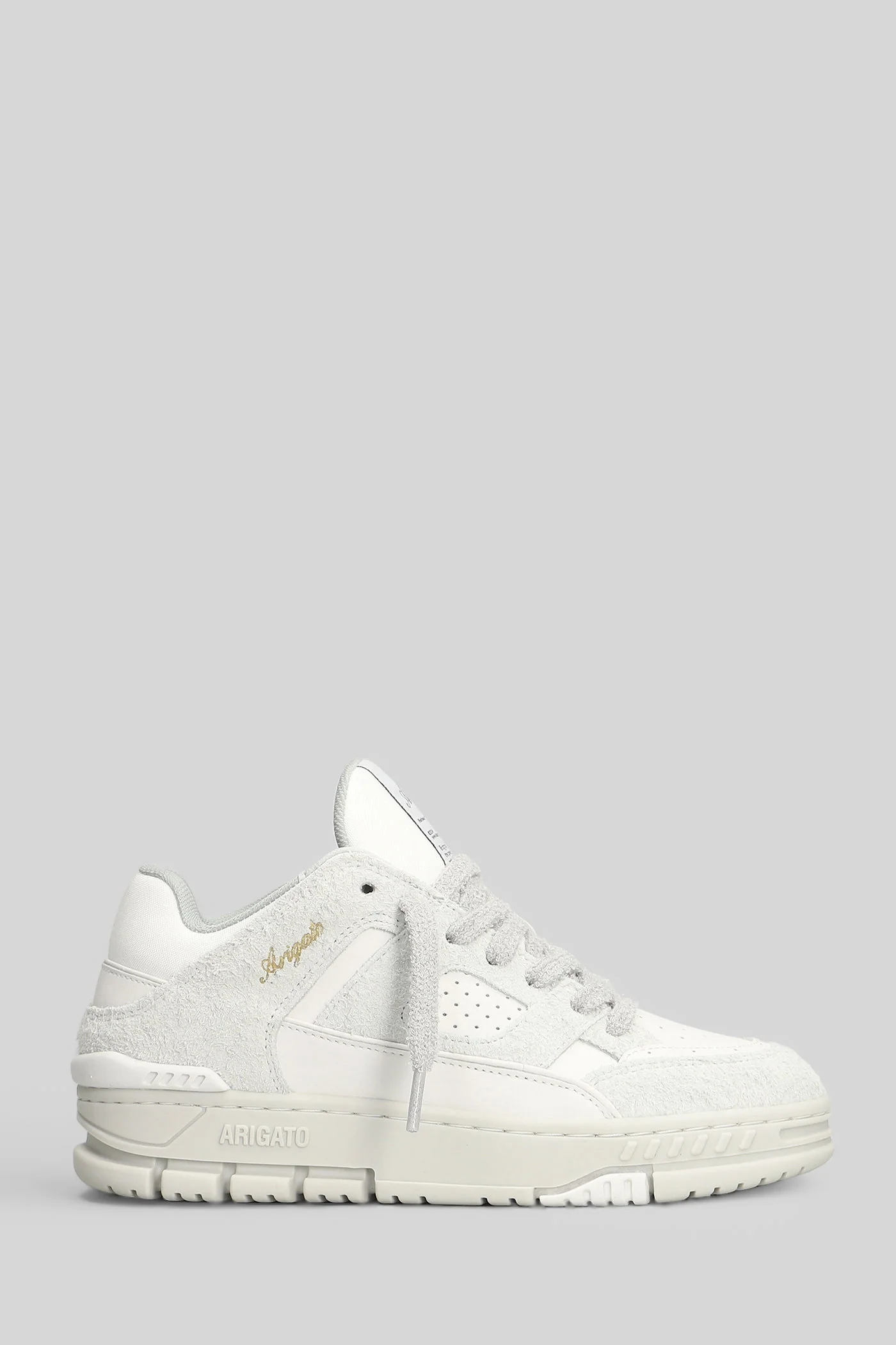 Area Lo Fluffy Sneakers in white suede and leather