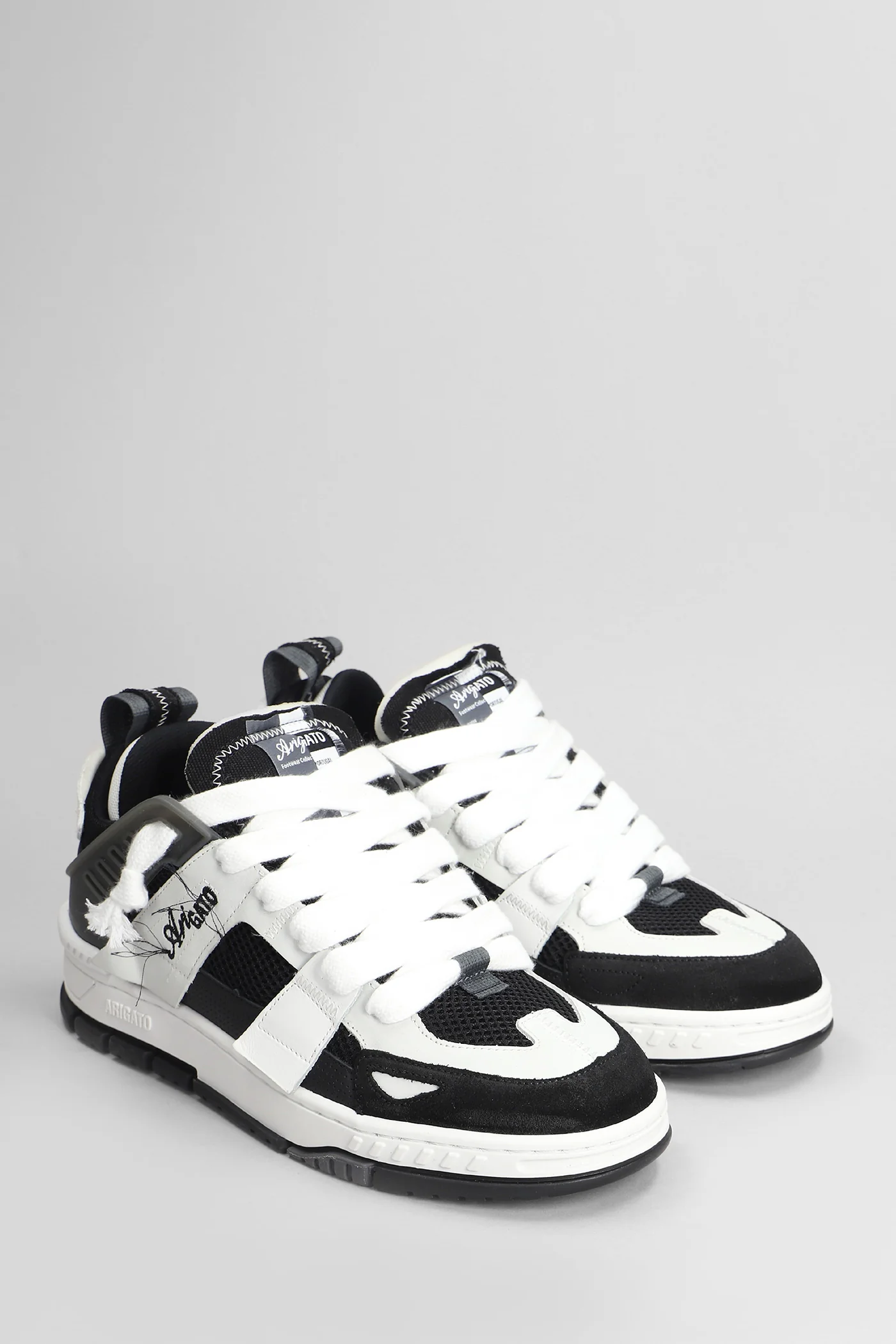 Area Patchwork Sneakers in black leather and fabric - Image 2