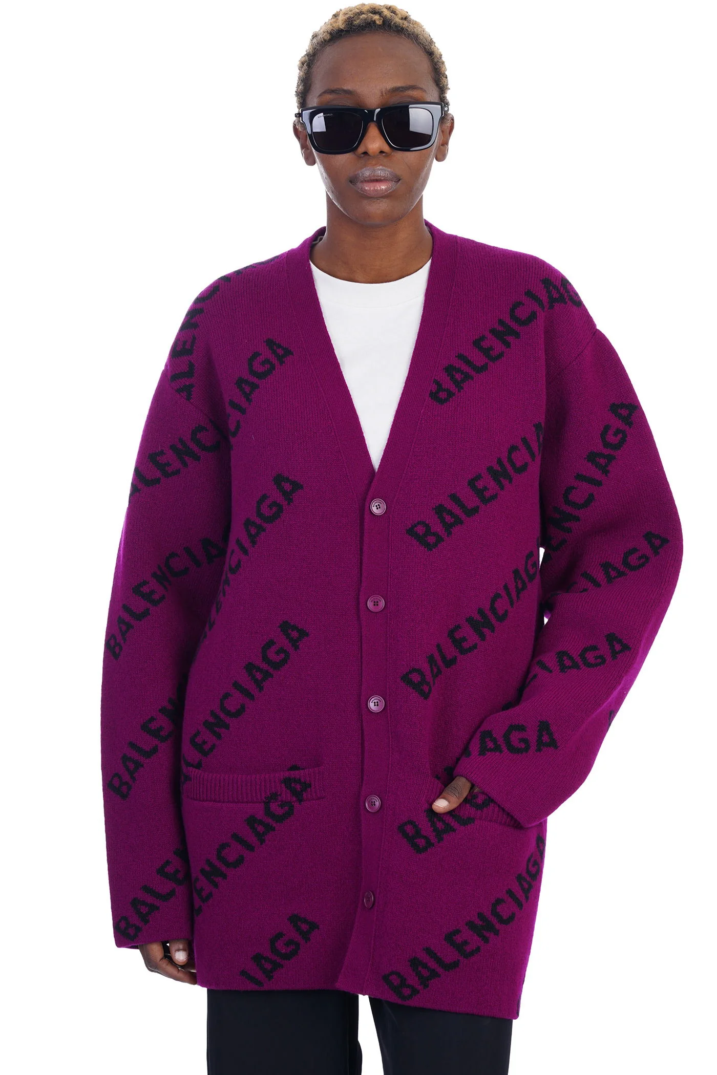 Cardigan in Viola wool