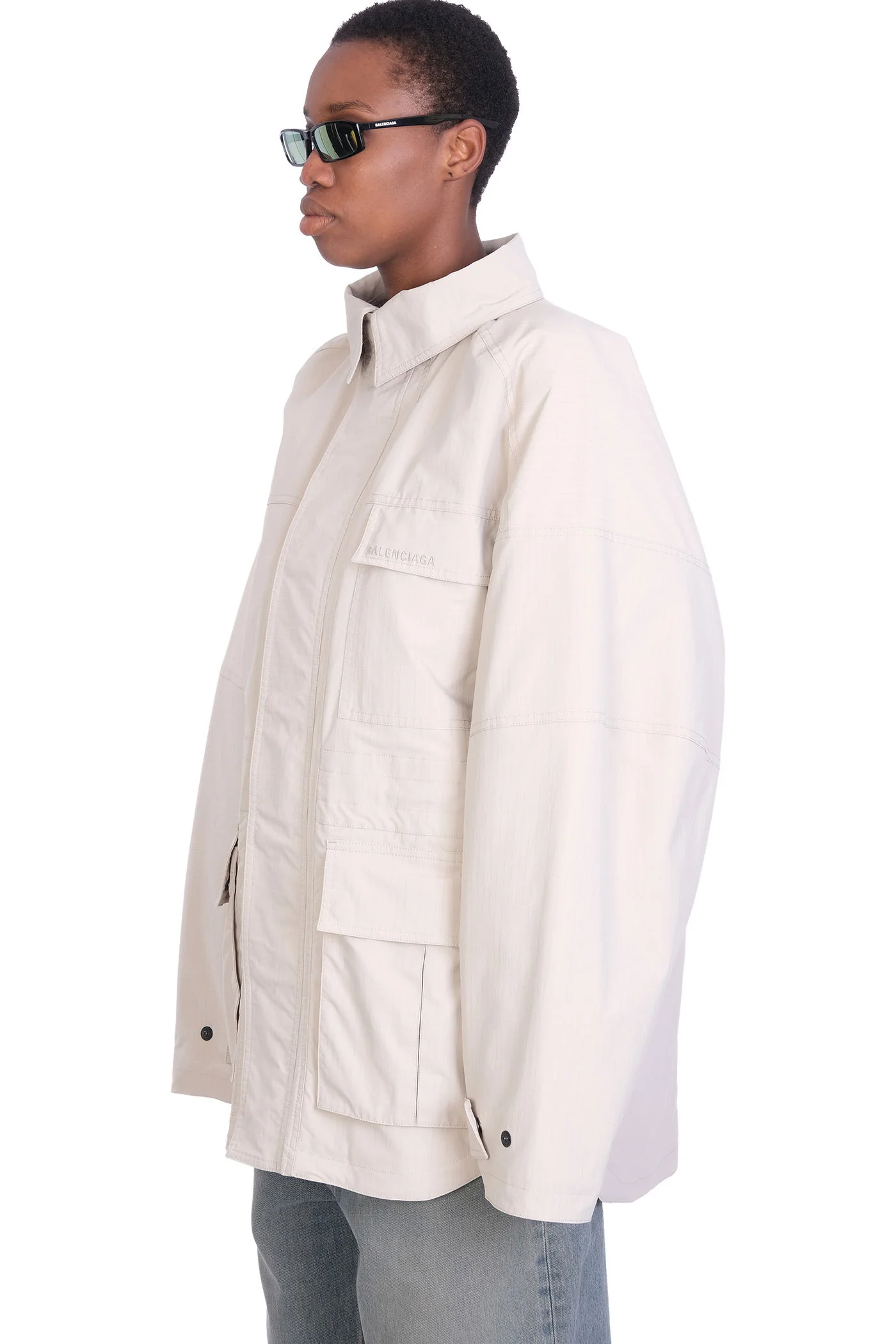 Casual jacket in beige polyester - Image 4