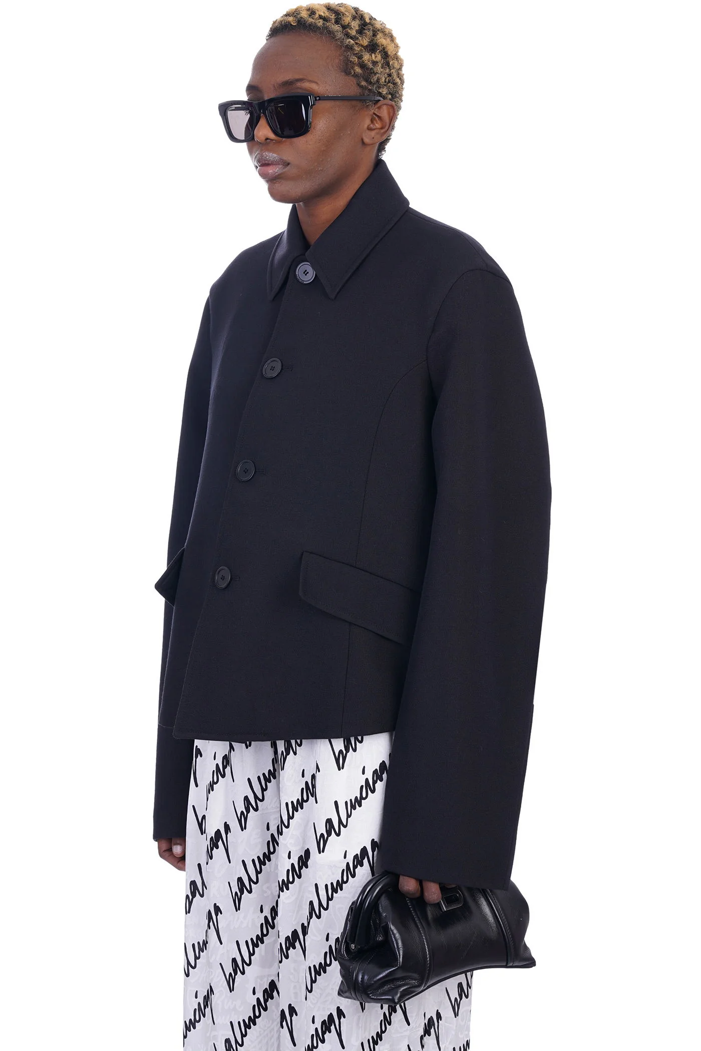 Casual jacket in black wool - Image 4