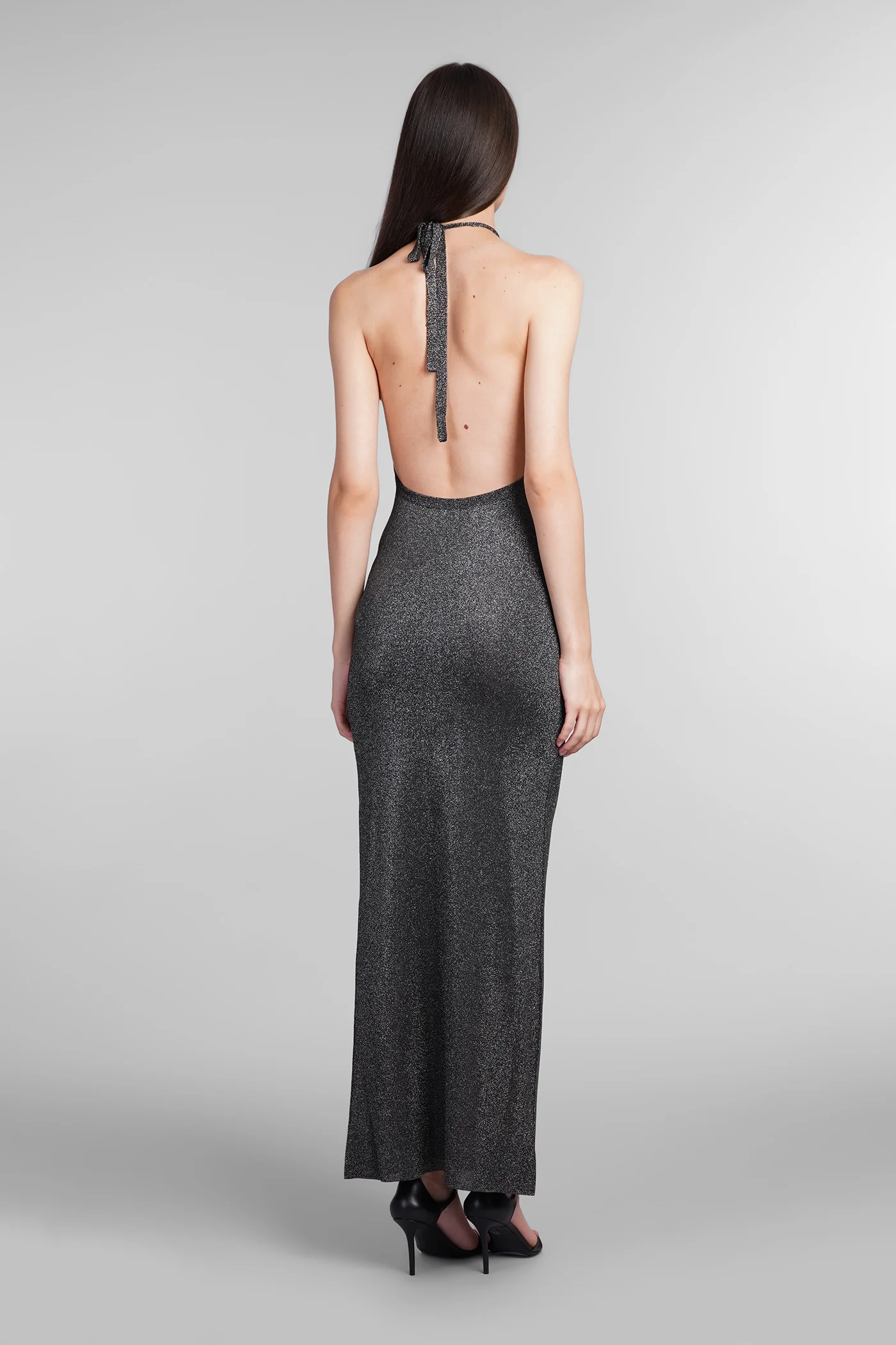 Dress woman  in black polyamide polyester - Image 3