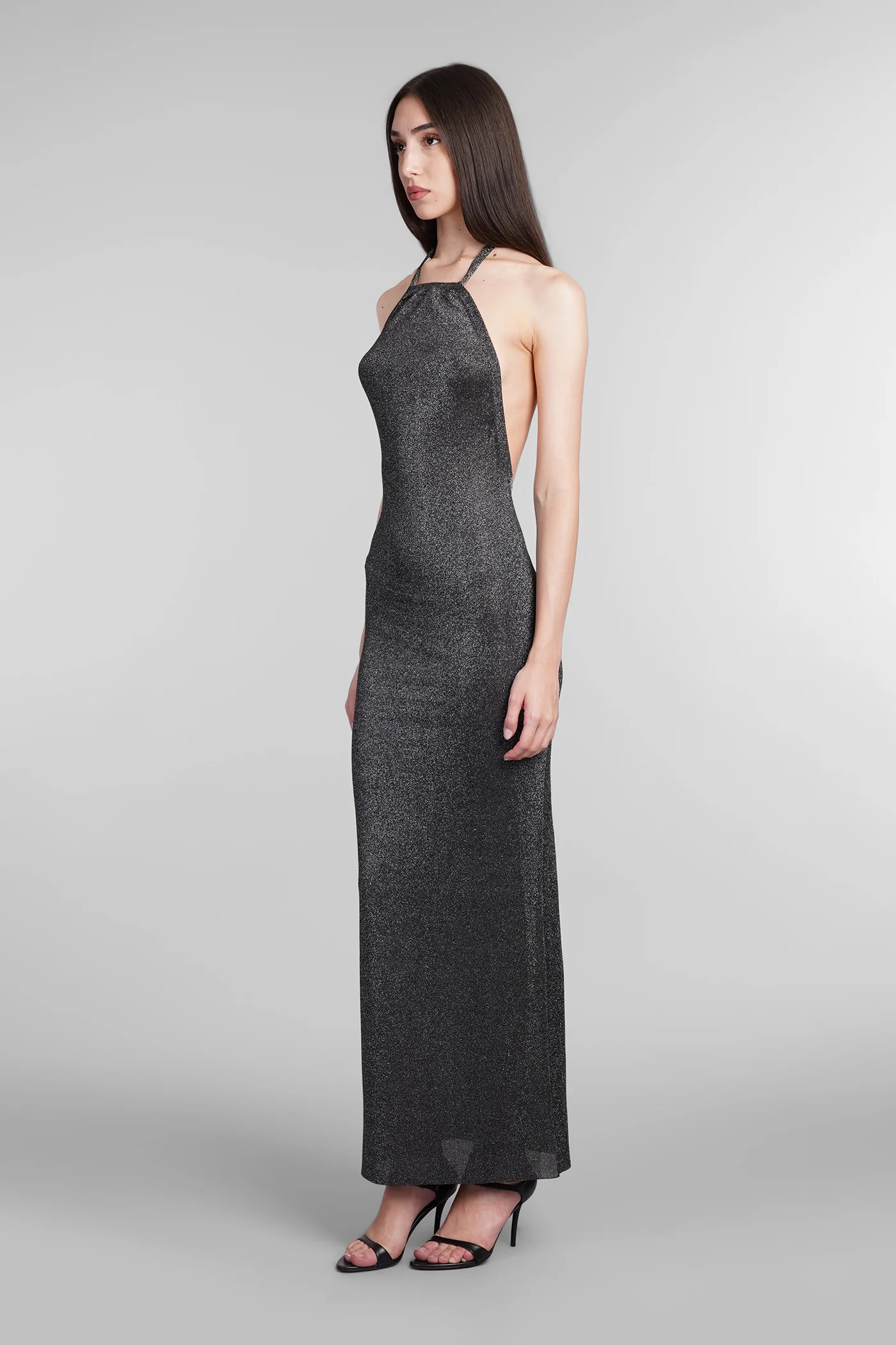 Dress woman  in black polyamide polyester - Image 4