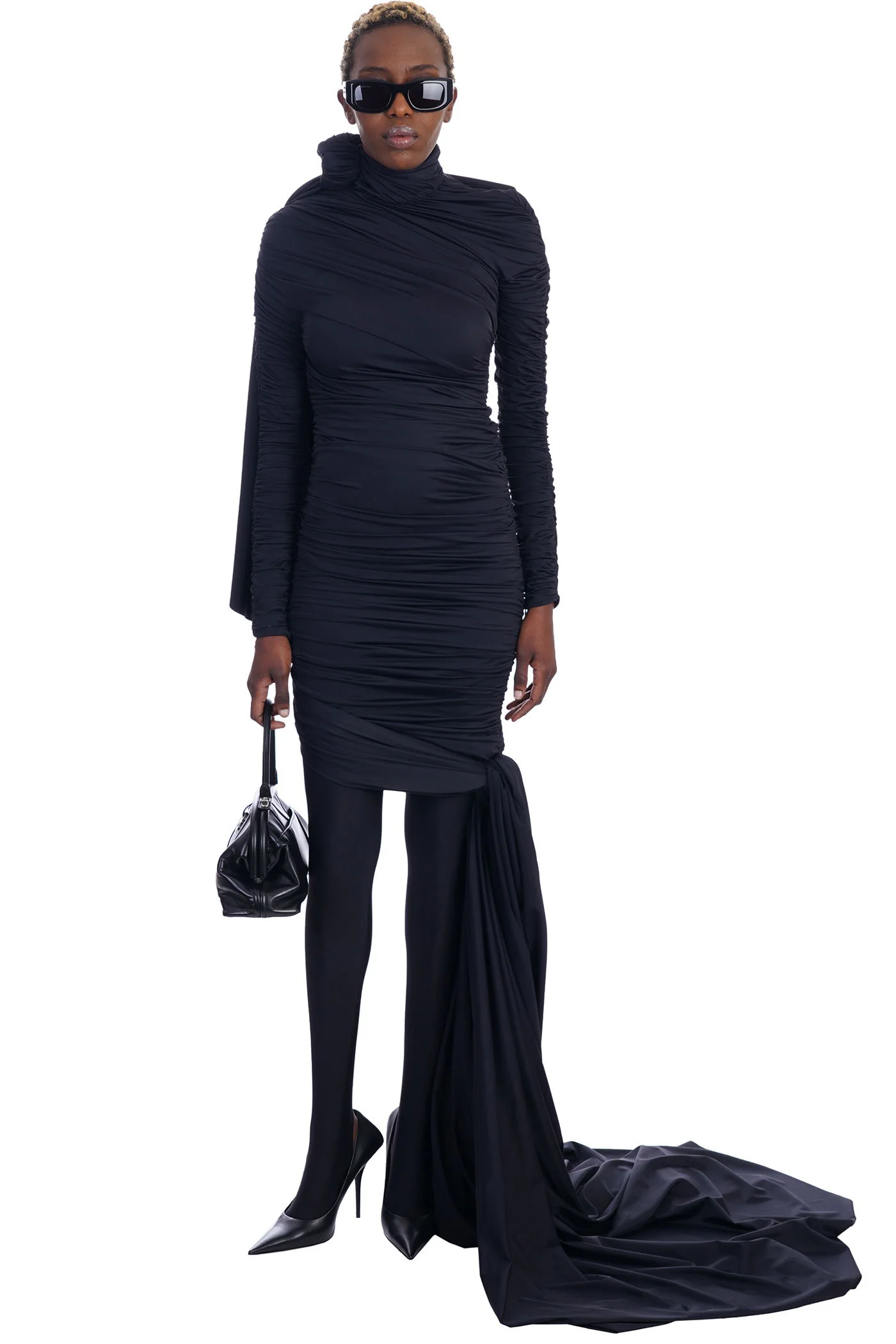 Dress woman in black synthetic fibers - Image 2