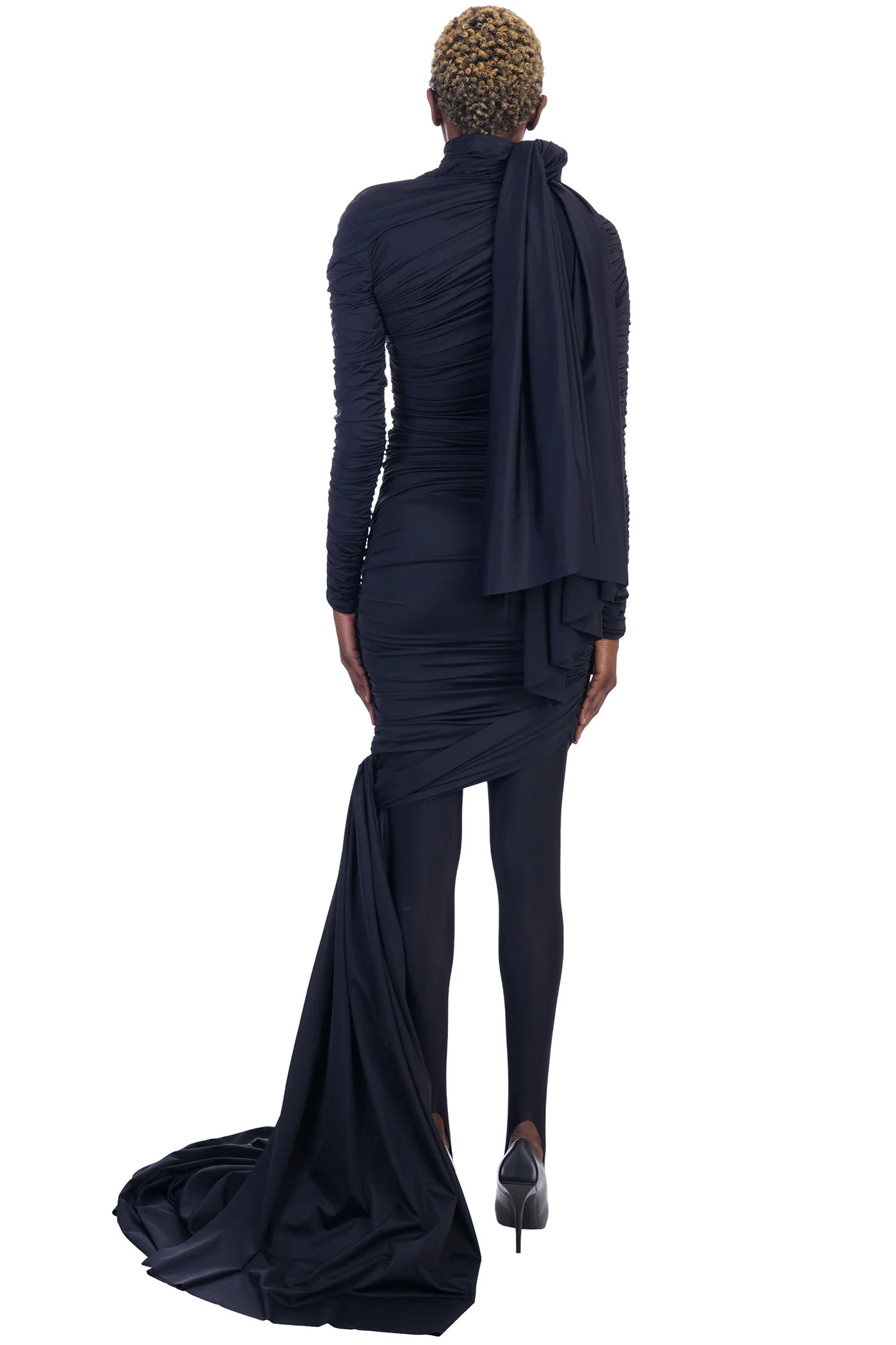 Dress woman in black synthetic fibers - Image 3