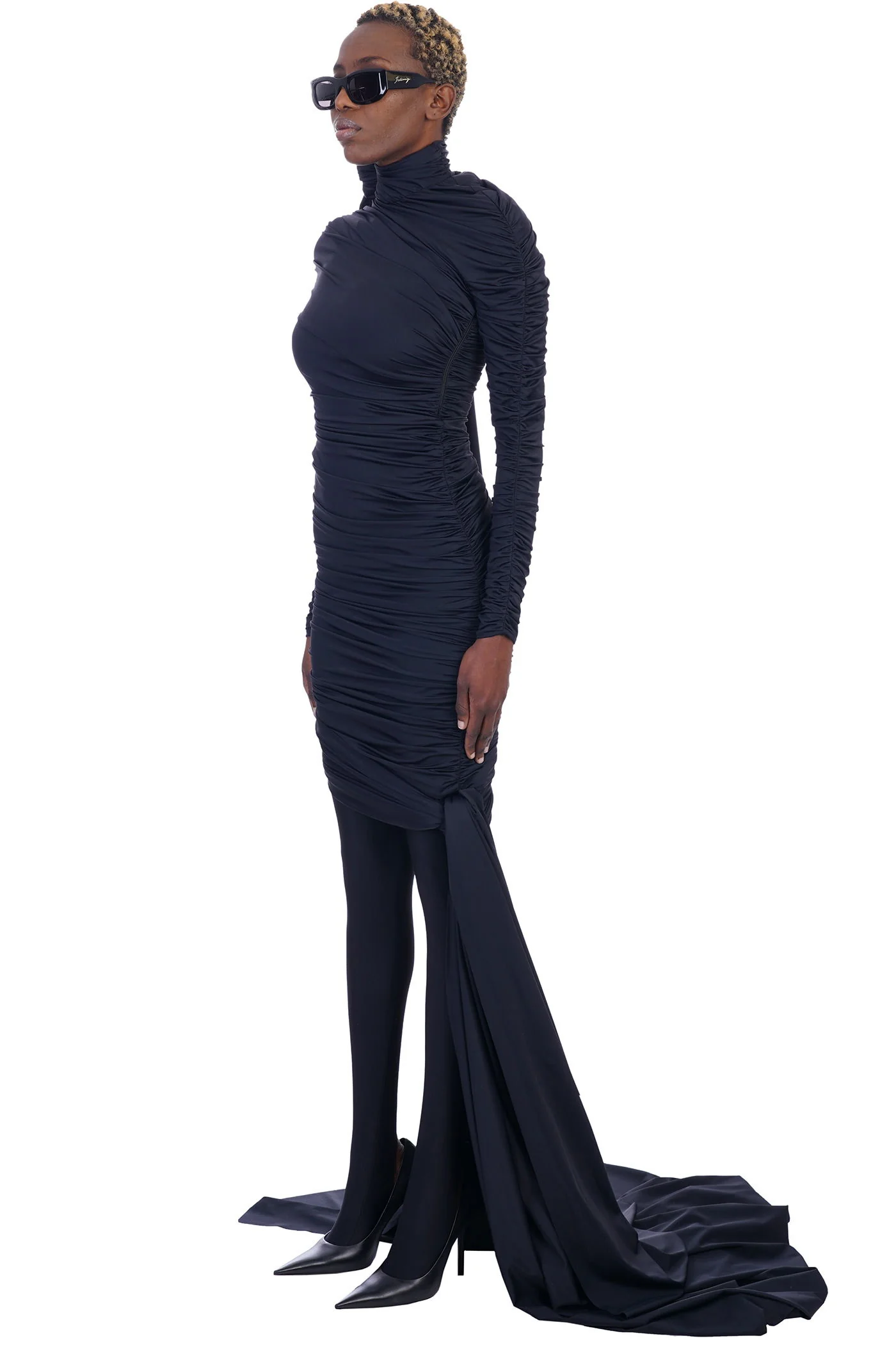 Dress woman in black synthetic fibers - Image 4
