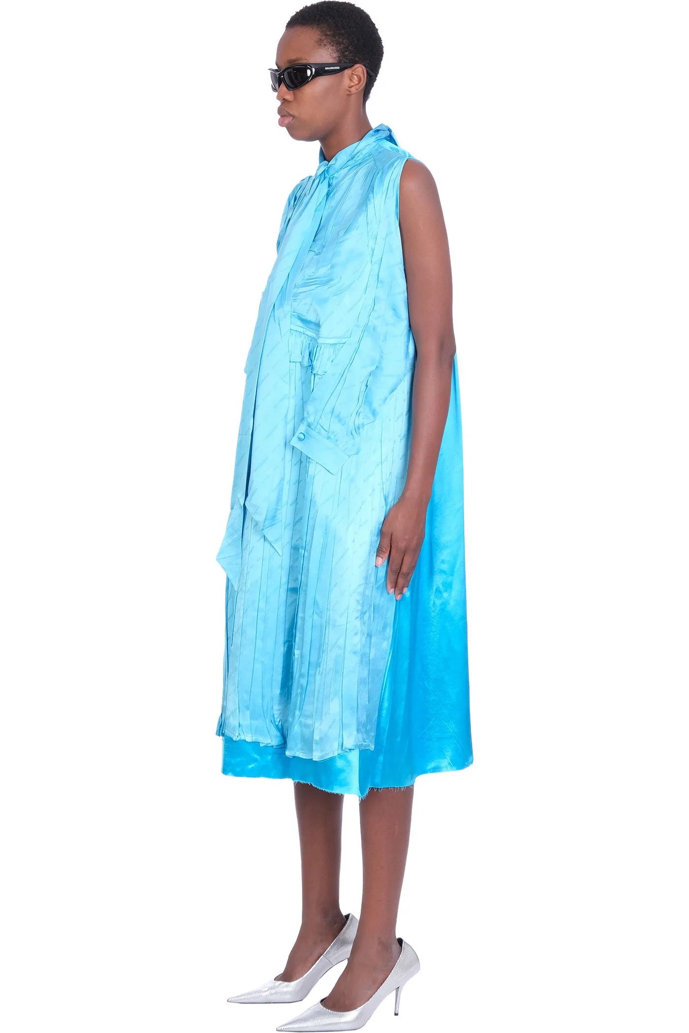 Dress woman  in cyan silk - Image 4