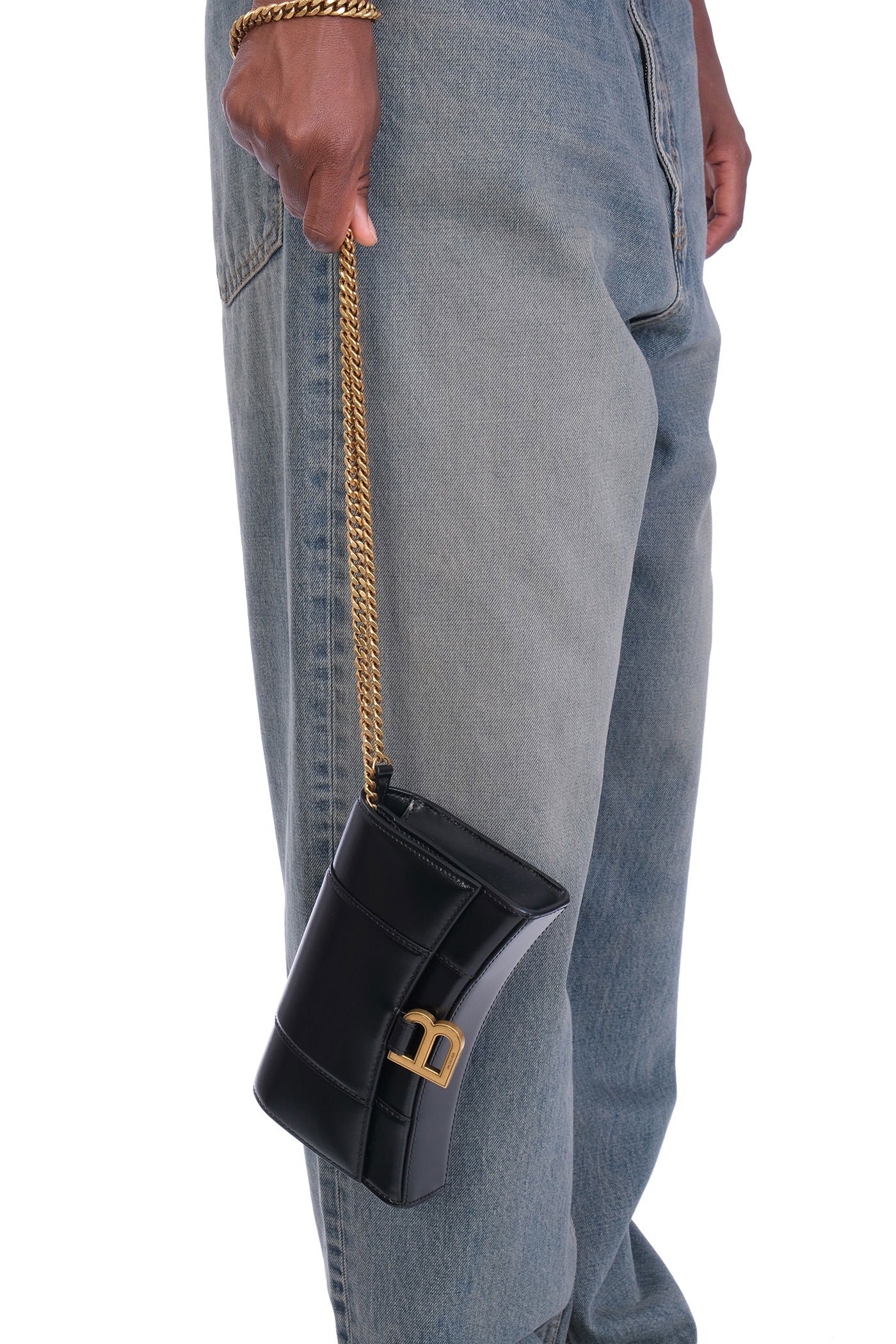 Hourglass Shoulder bag in black leather - Image 2