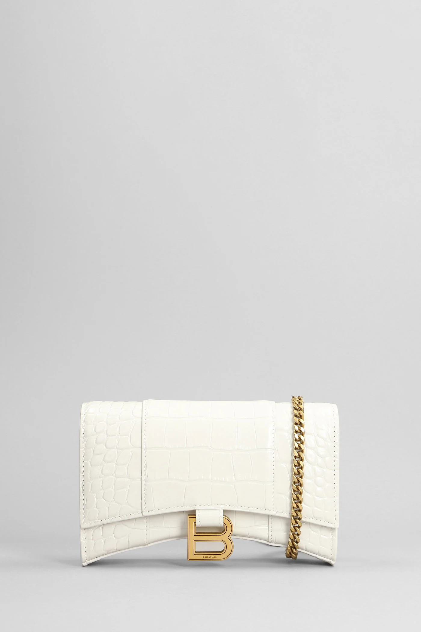 Hourglass Shoulder bag in white leather