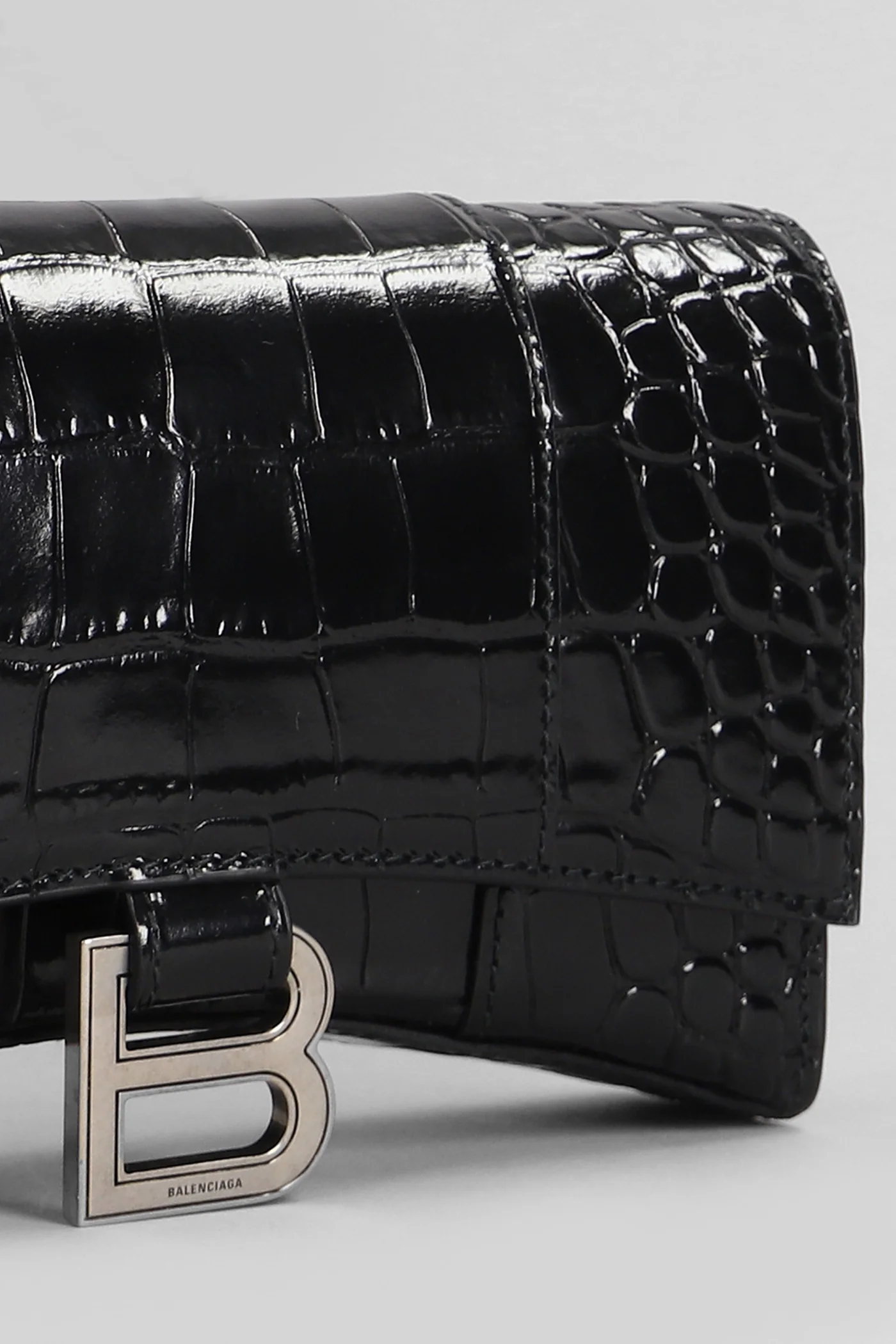 Hourglass wallet Shoulder bag in black leather - Image 4
