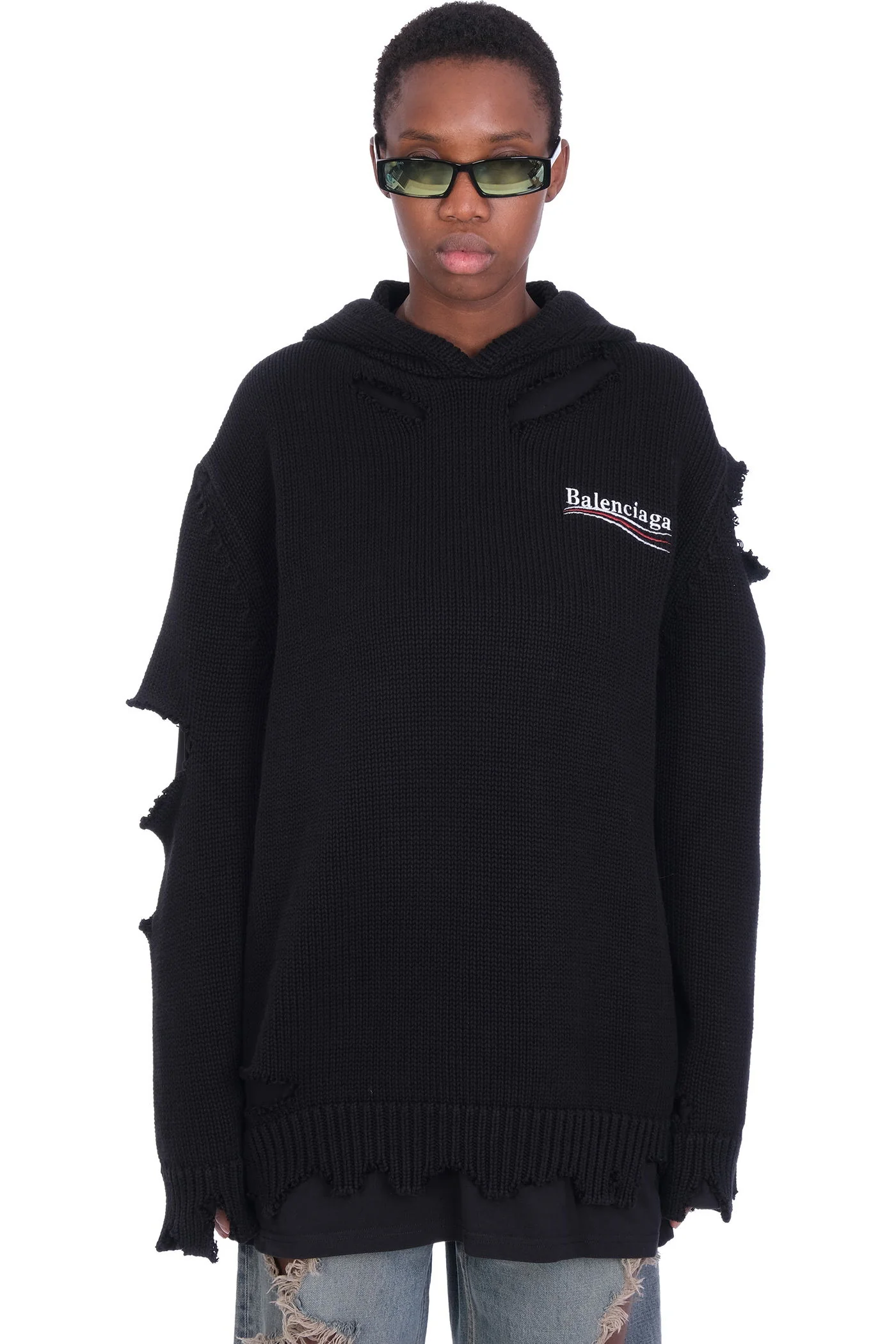 Knitwear in black cotton