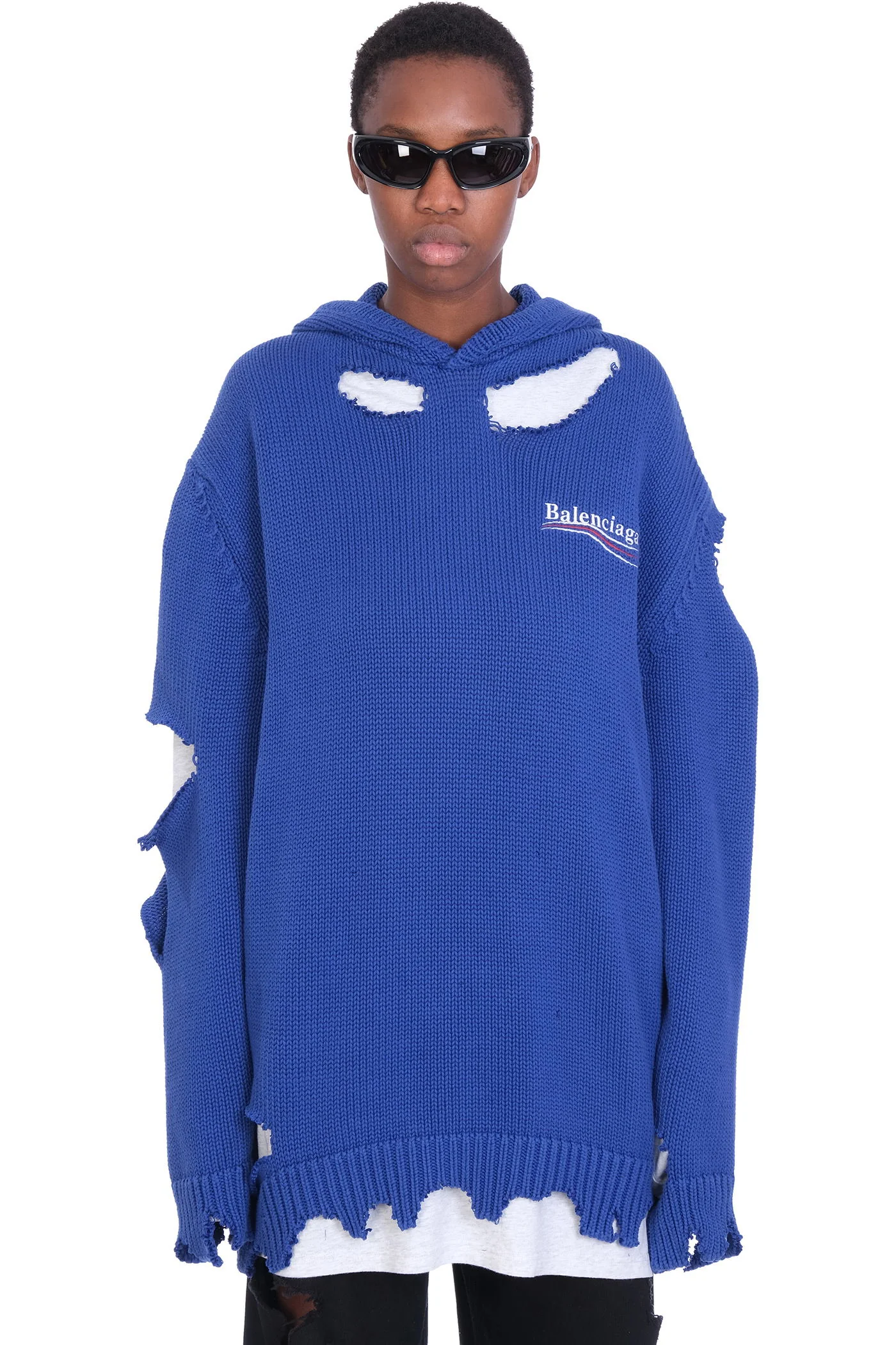 Knitwear in blue cotton