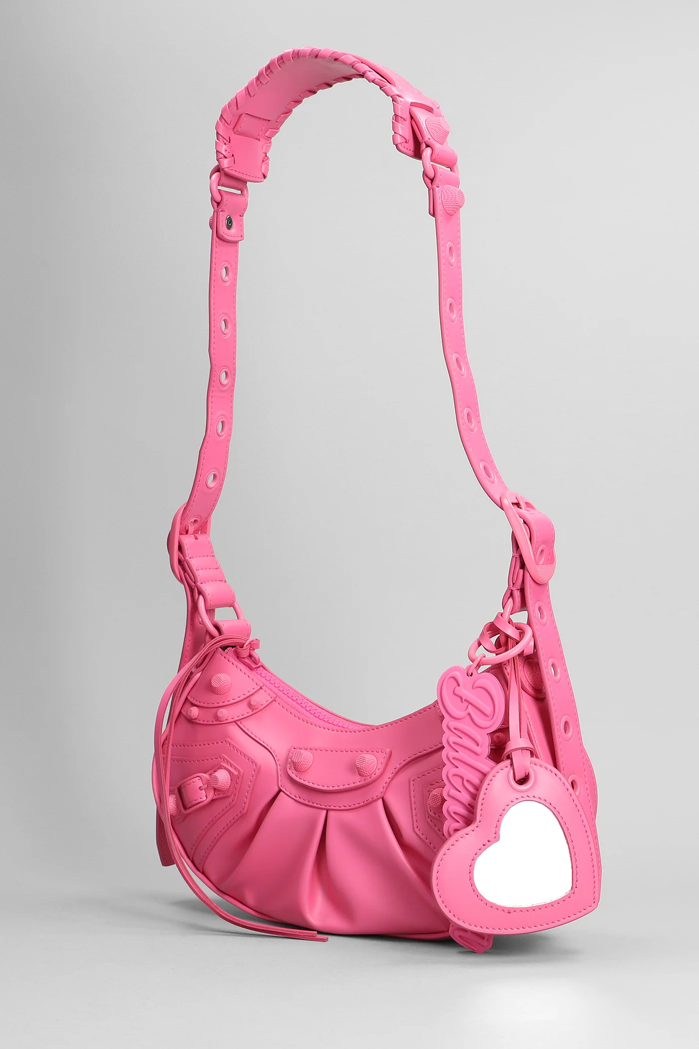 Le cagole sho xs Shoulder bag in rose-pink leather - Image 3