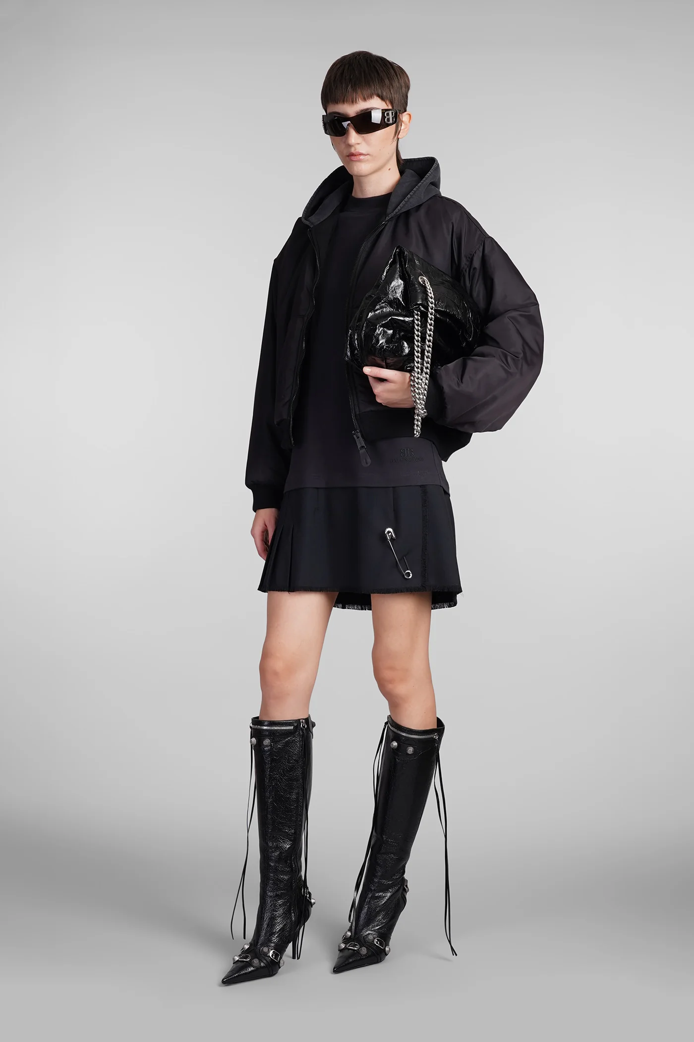 Mini dress in black cotton - Image 2