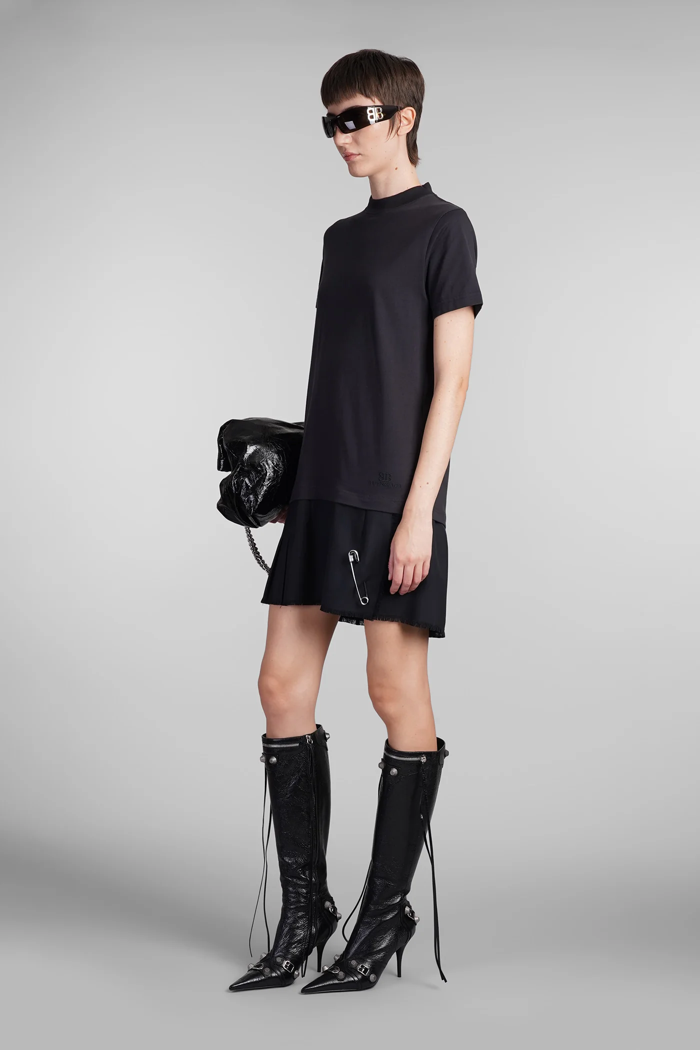 Mini dress in black cotton - Image 4