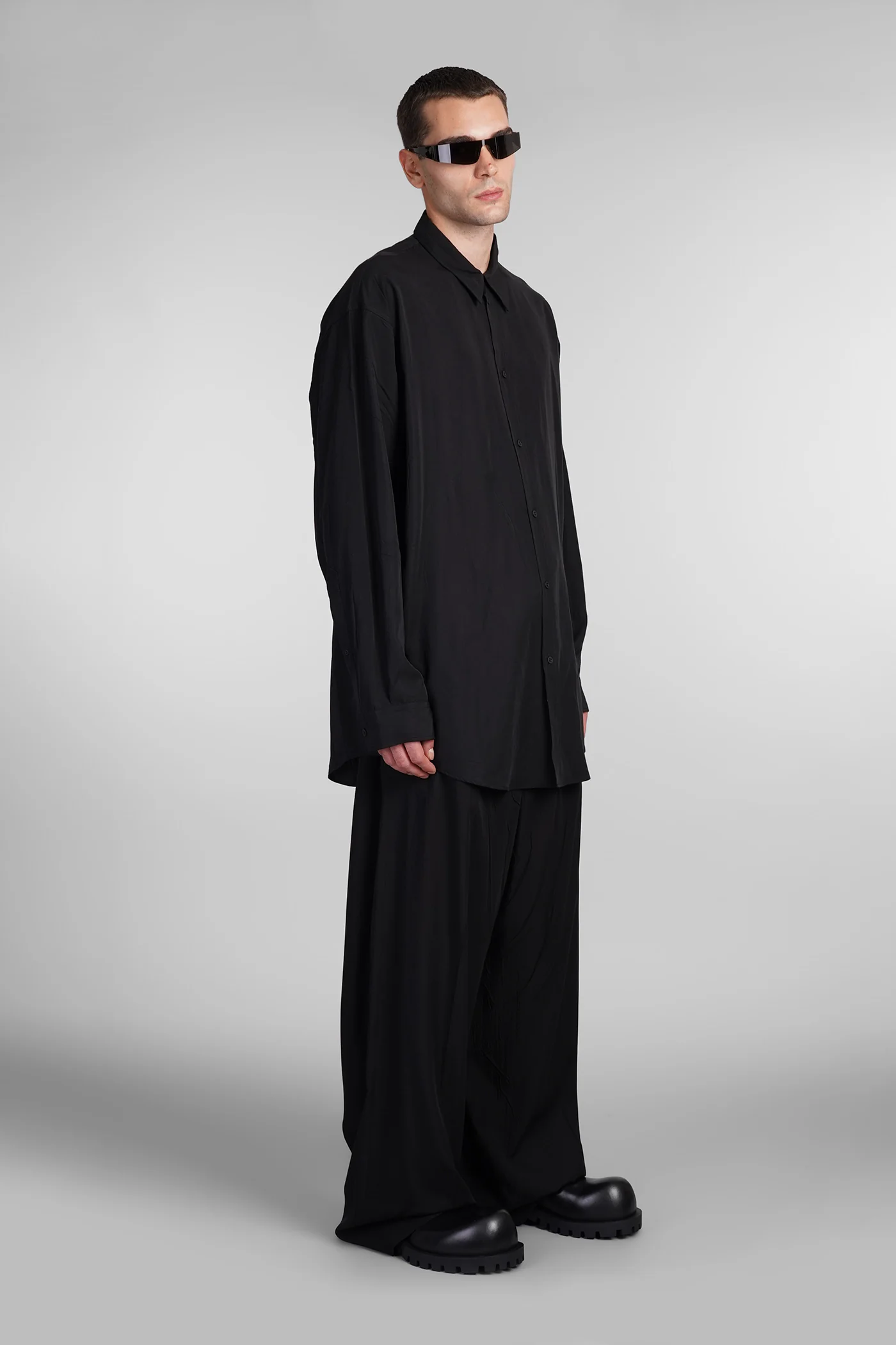 Pants in black wool and polyester - Image 2