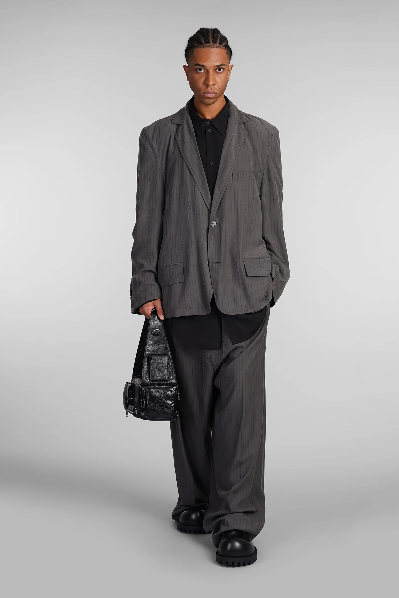 Pants in green wool and polyester - Image 2
