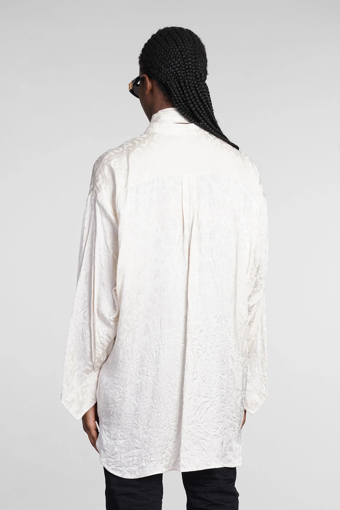 Shirt in beige silk - Image 3