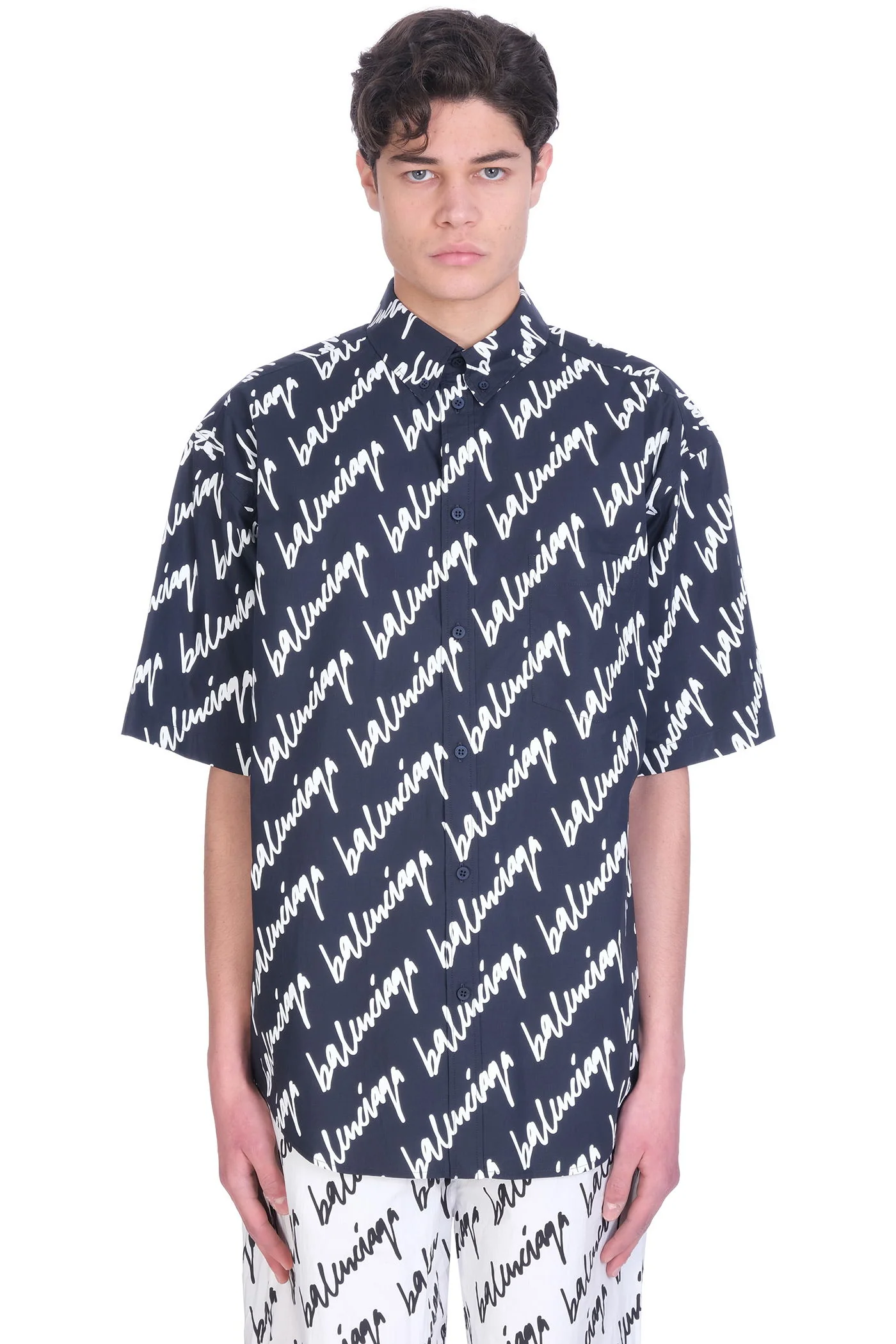 Shirt in blue cotton